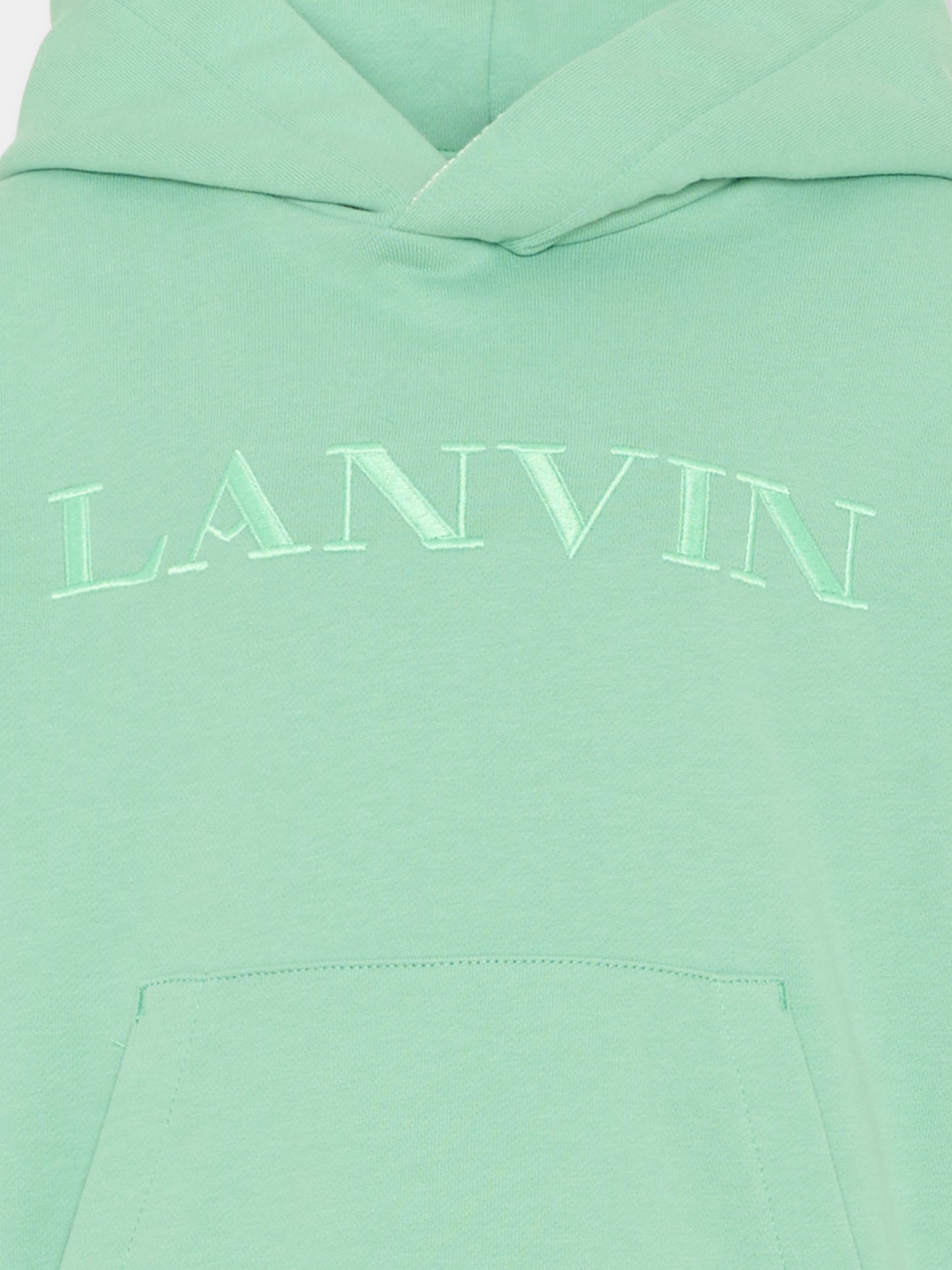 Felpa verde per bambini con logo,Lanvin Petite,N30349 68N
