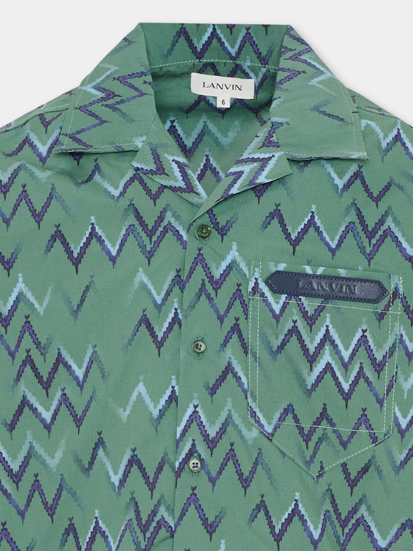 Camicia verde per bambino con motivo a spina di pesce,Lanvin Petite,N30392 U58