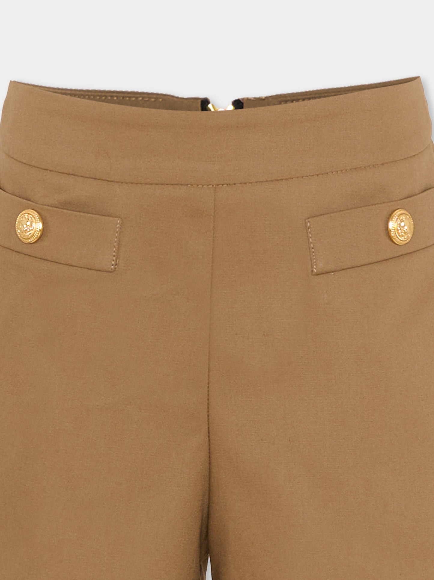 Shorts eleganti beige per bambina con bottoni oro,Balmain Kids,BY6B19-G0197 315