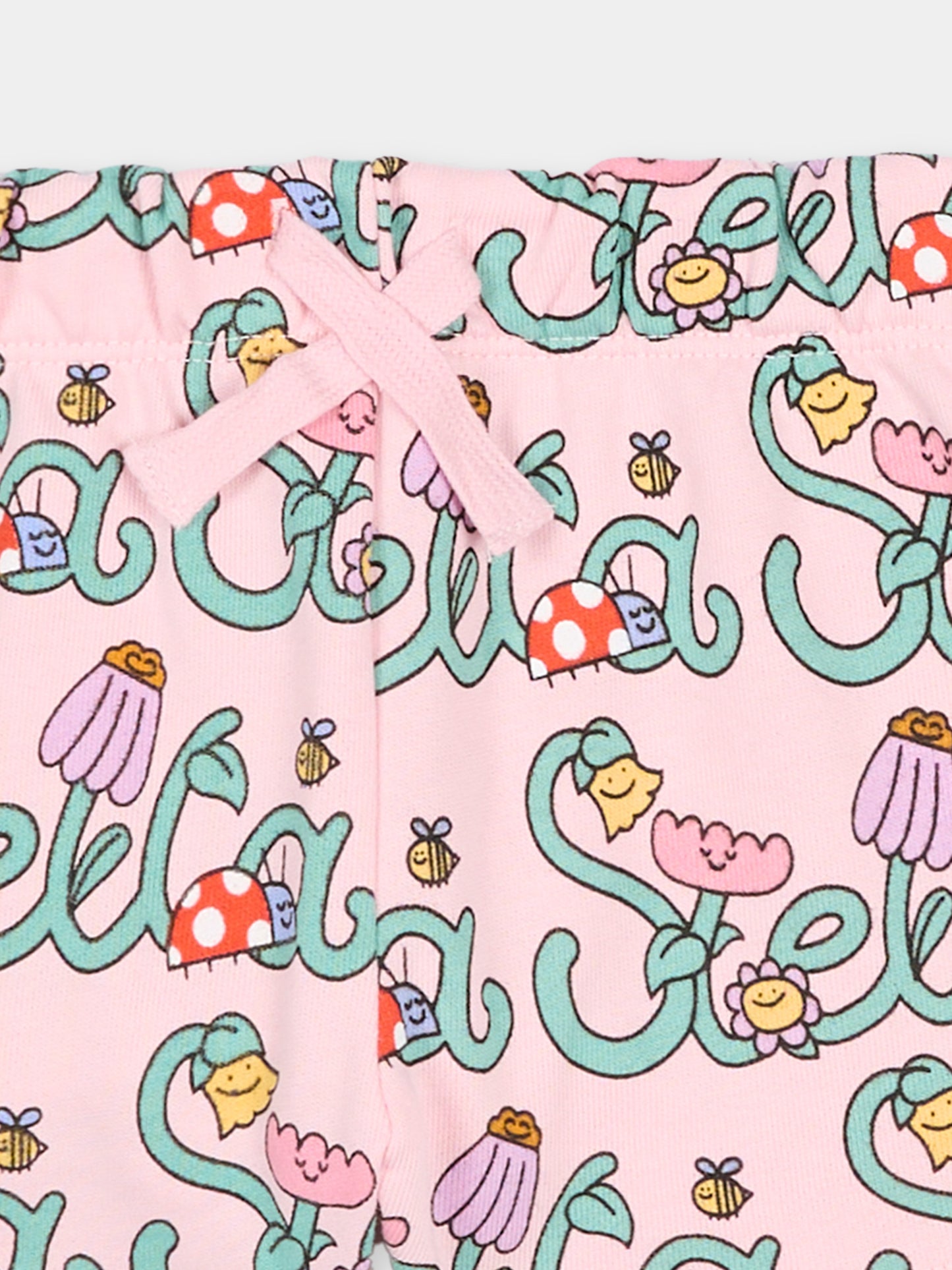 Shorts rosa per neonata con logo e fiori,Stella Mccartney Kids,TY6039-Z3581 51RMC