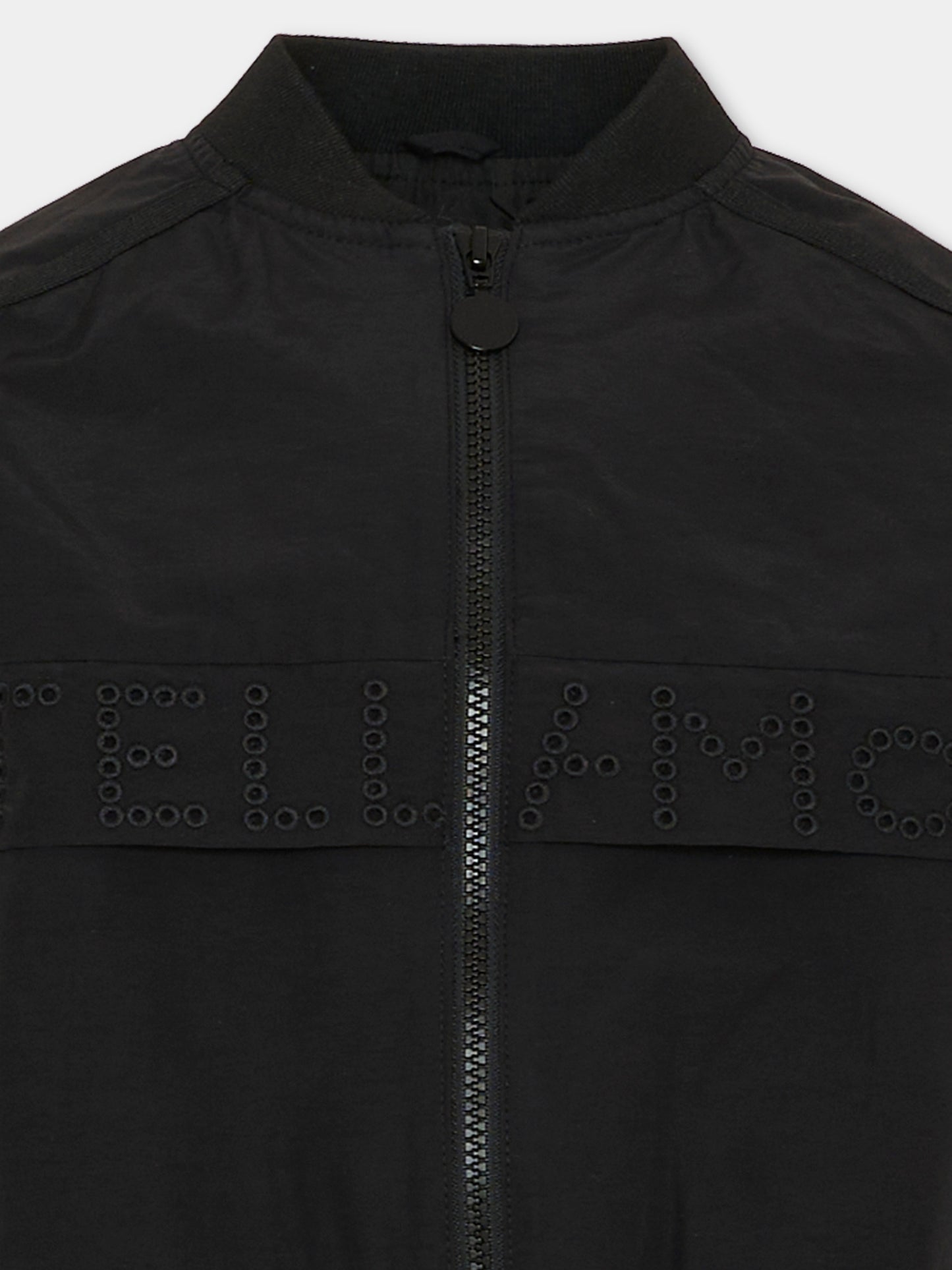 Giubbotto nero per bambina con logo ricamato,Stella Mccartney Kids,TY2A97-Z3484 930