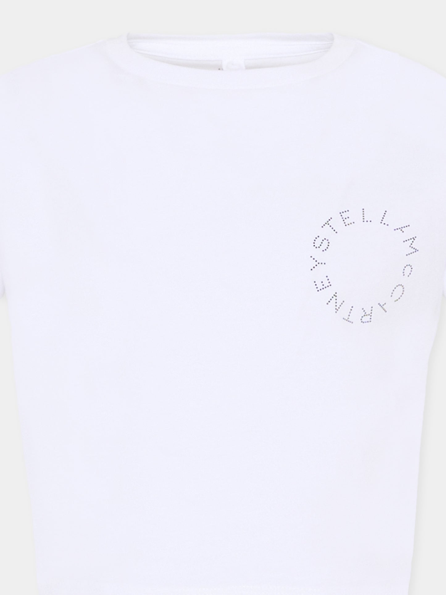 T-shirt cropped bianca per bambina con logo,Stella Mccartney Kids,TY8D22-Z0434 100