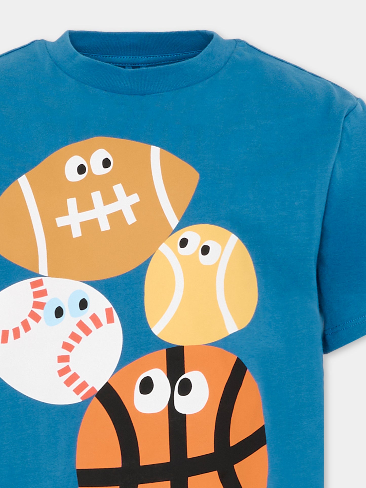T-shirt blu per bambino con stampa sport,Stella Mccartney Kids,TY8Q81-Z0434 61D