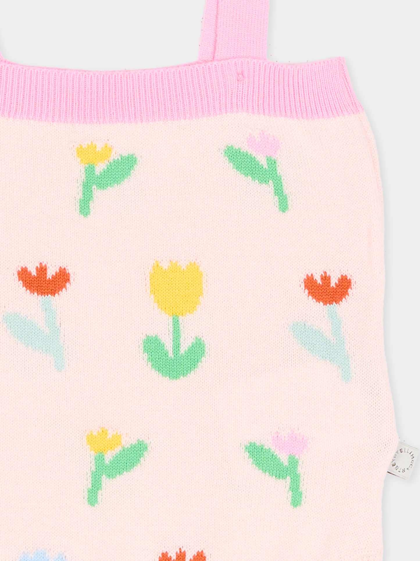 Body rosa per neonata con ricamo tulipani,Stella Mccartney Kids,TYA052-Z2423 51Z