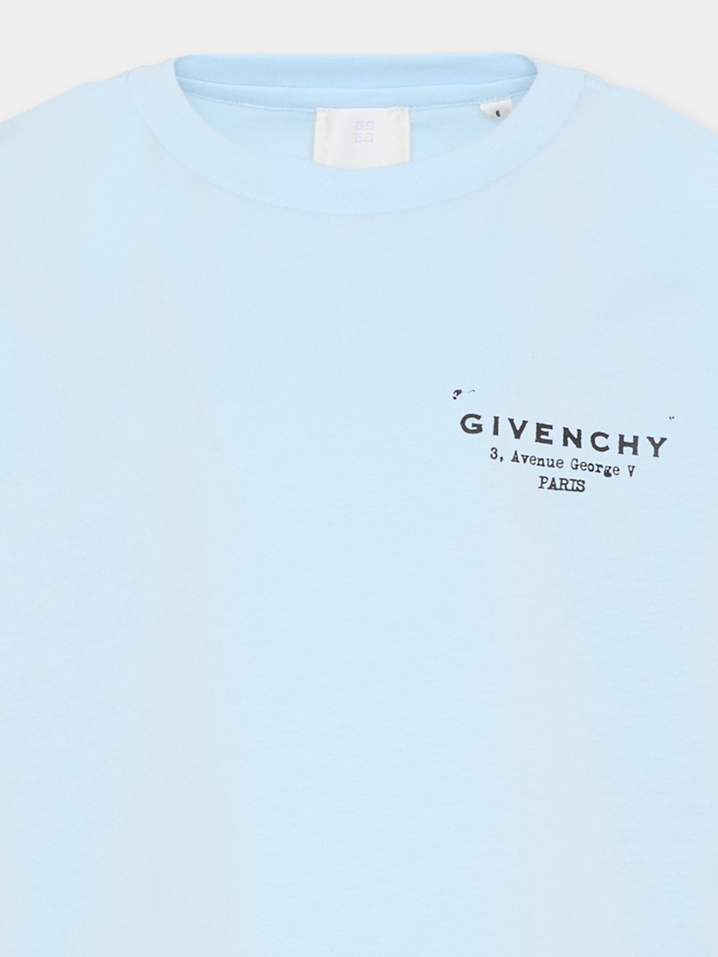 T-shirt celeste per bambini con logo,Givenchy Kids,H31075 77L