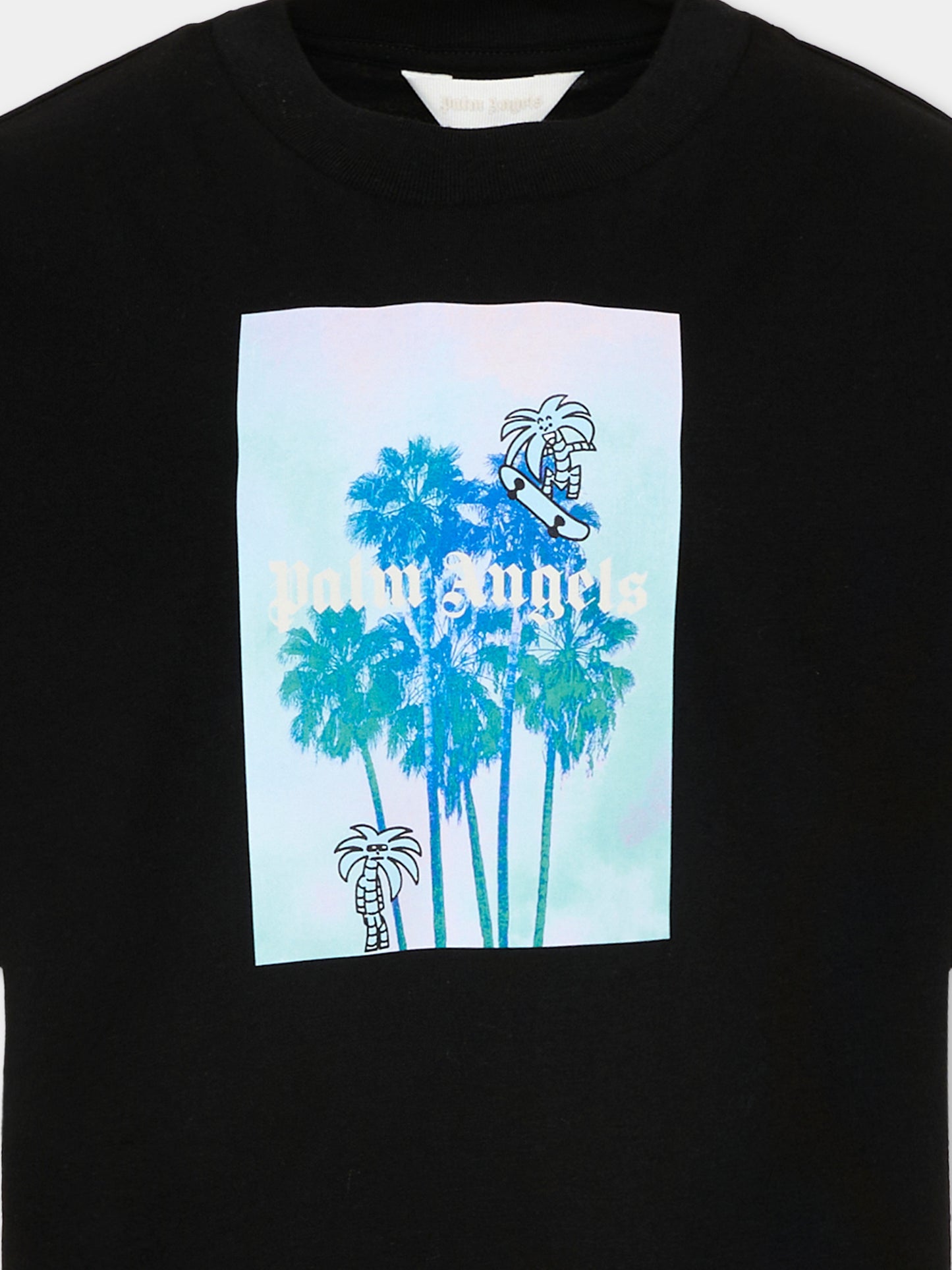 T-Shirt nera per bambino con palme,Palm Angels,PBAA002S26JER003 110