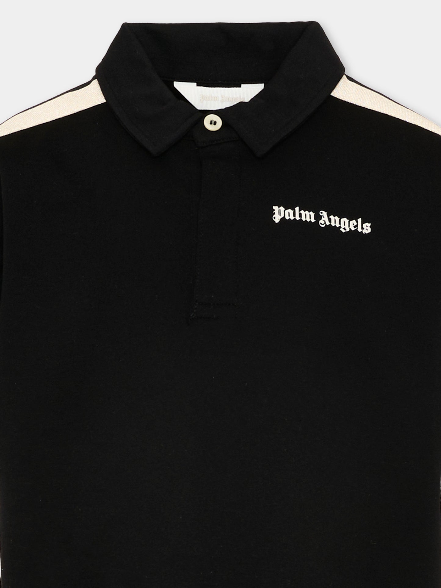 Polo nera per bambino con bande,Palm Angels,PBBD013S26FLE001 110