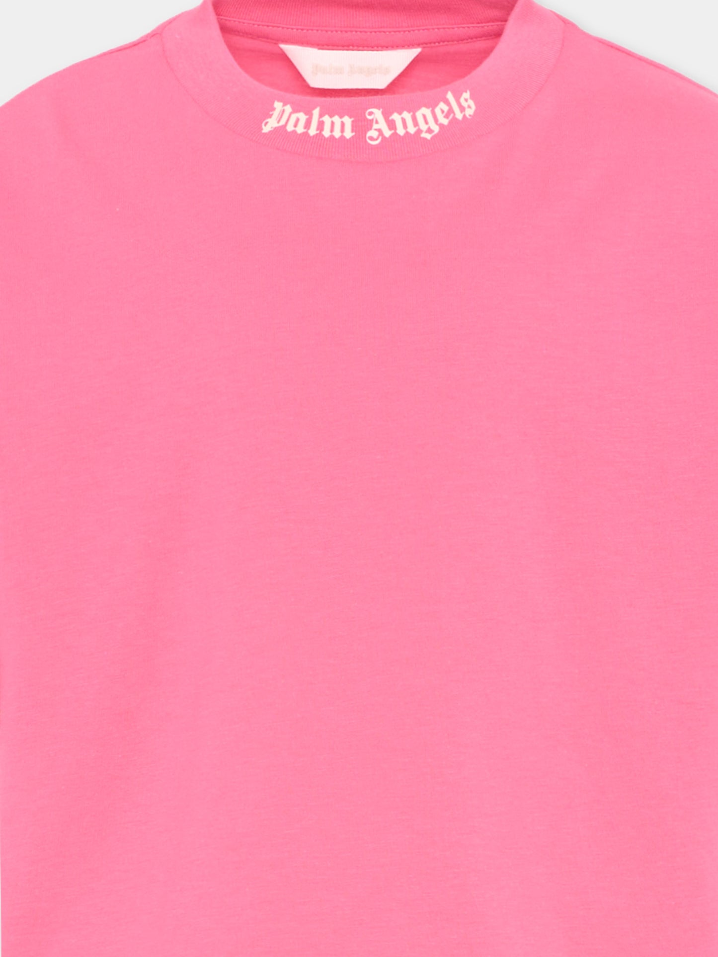 T-Shirt fucsia per bambina con logo,Palm Angels,PGAA001S26JER001 044