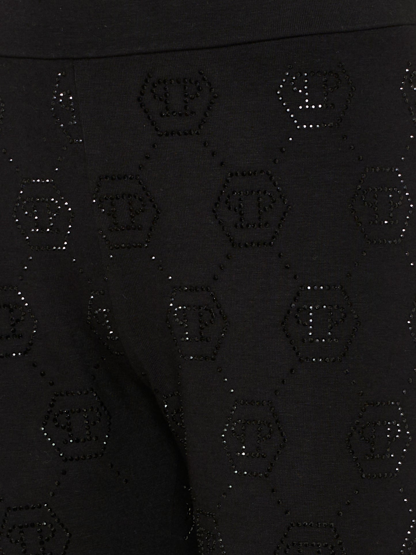 Leggings neri per bambina con logo di strass,Philipp Plein Junior,S6PHJGLG206 110