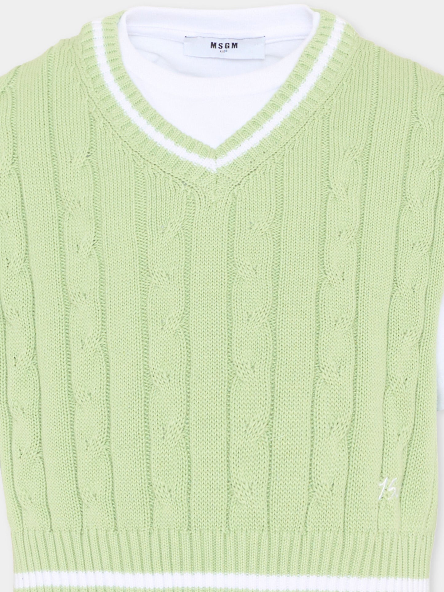 Gilet verde per bambino con logo,Msgm Kids,S6MSJBTH058 001/77