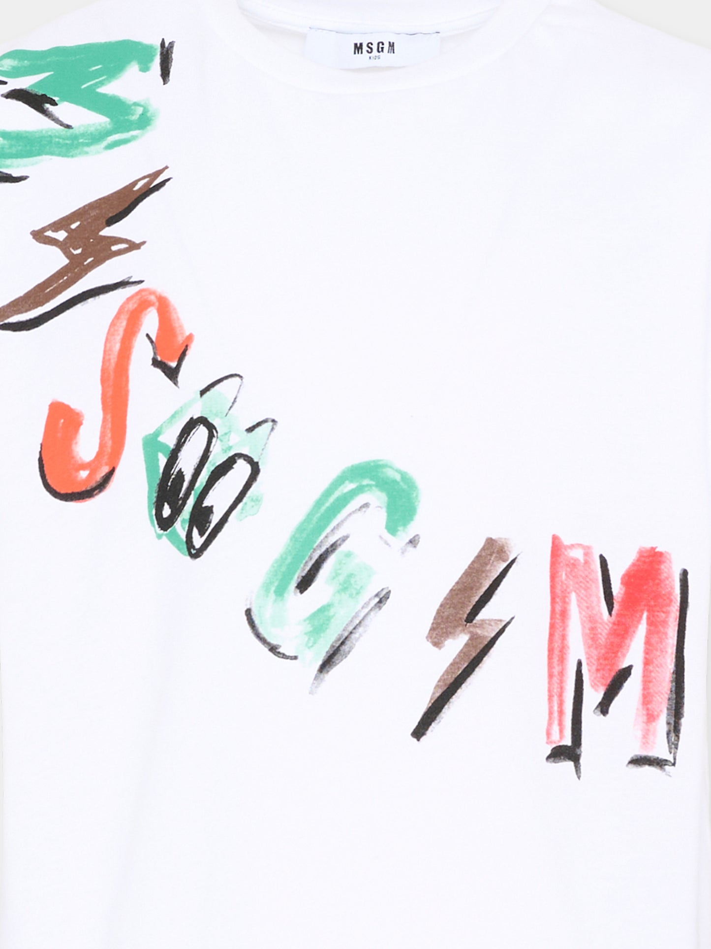 T-Shirt bianca per bambino con logo,Msgm Kids,S6MSJBTH239 001