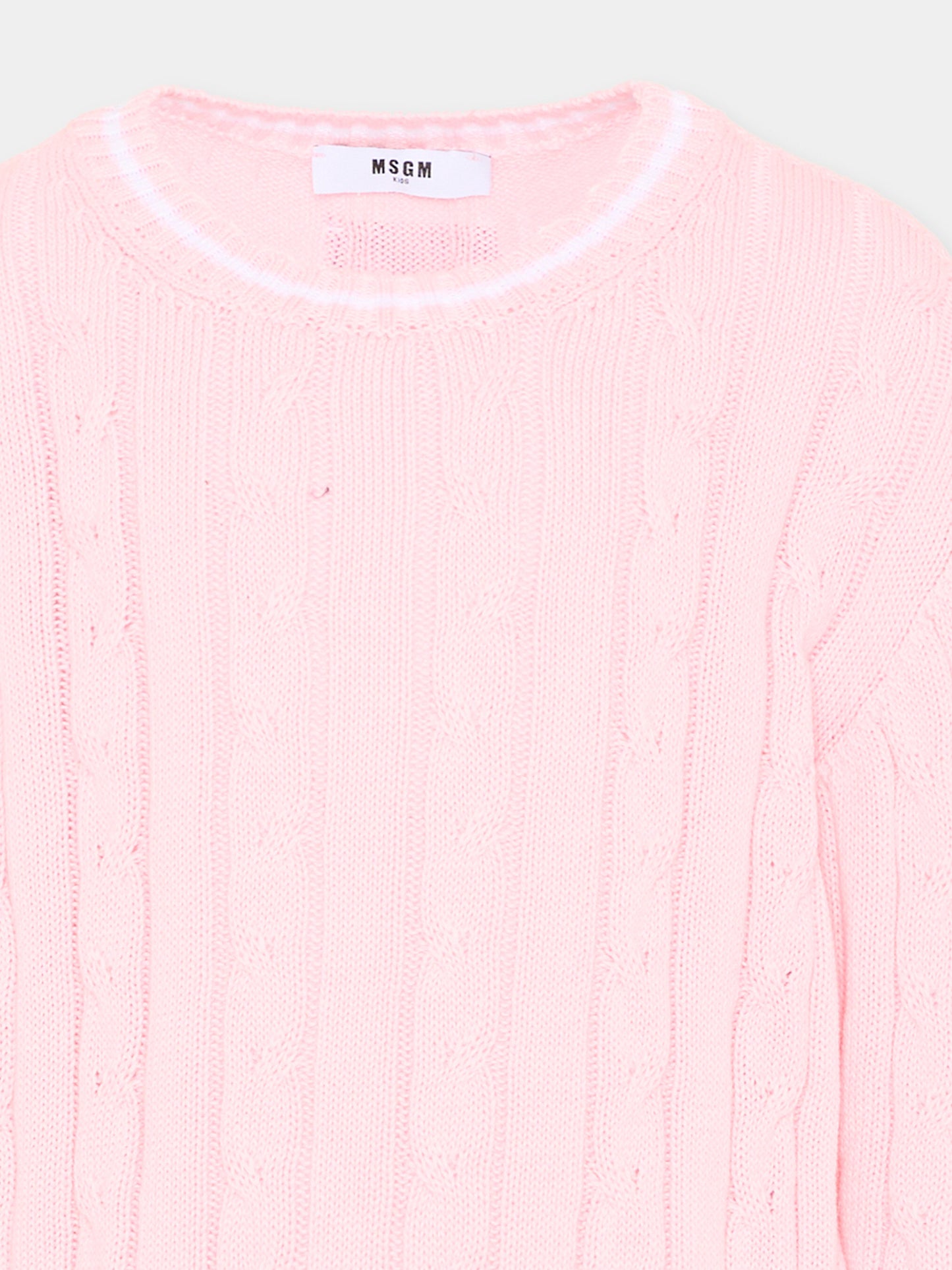 Maglione rosa per bambina a trecce,Msgm Kids,S6MSJUJP286 MS076