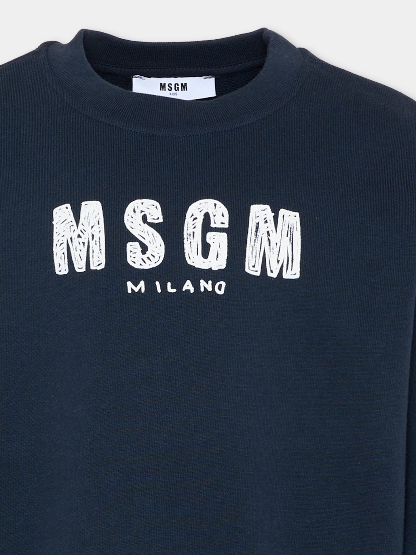 Felpa blu per bambini con logo,Msgm Kids,S6MSJUSW008 MS072