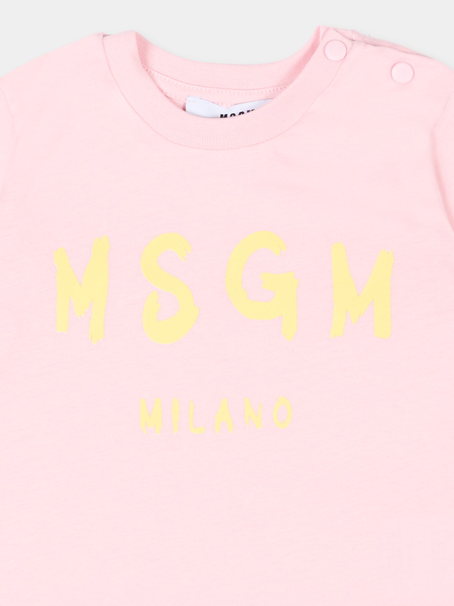 T-shirt rosa per neonata con logo,Msgm Kids,S6MSUNTH266 MS076