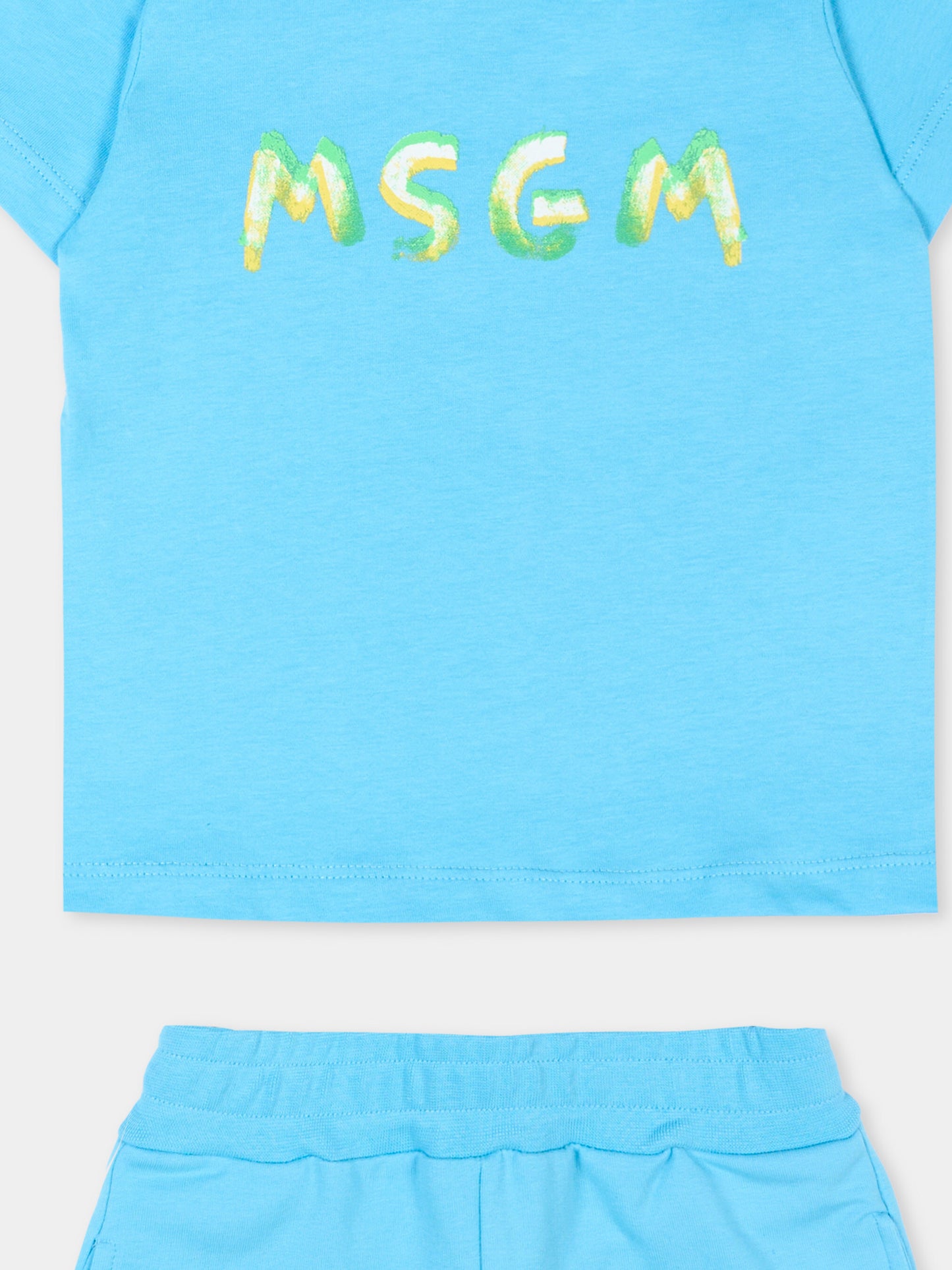 Completo sportivo blu per neonati con logo,Msgm Kids,S6MSUNTR263 MS073