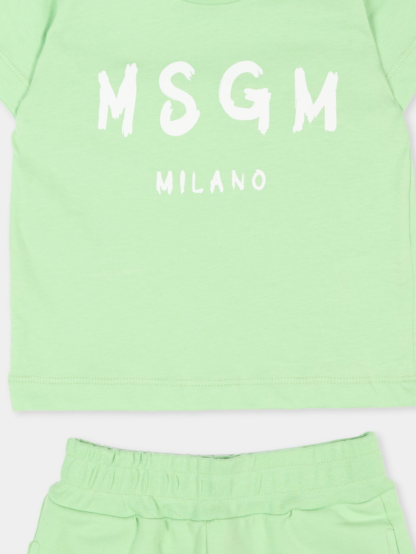 Completo sportivo verde per neonati con logo,Msgm Kids,S6MSUNTR264 MS077