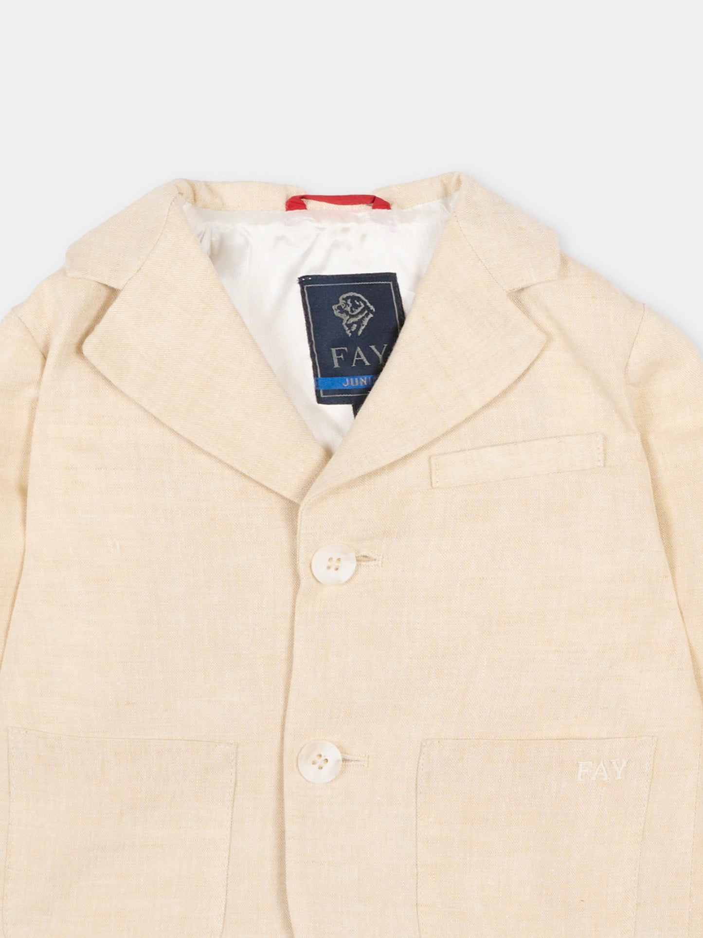 Beige jacket for baby boy with logo