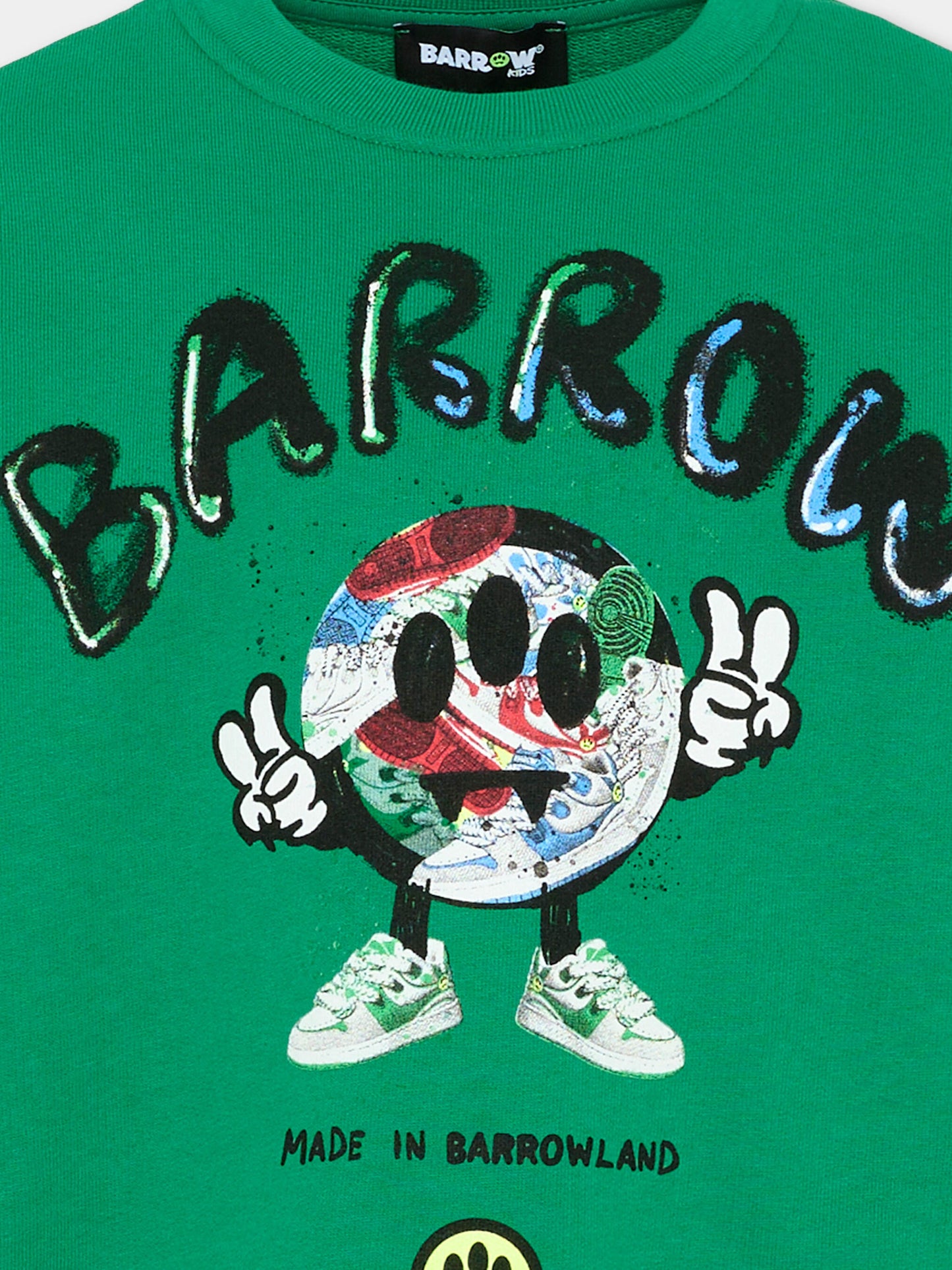 Felpa verde per bambino con smile,Barrow,S6BKJUSW098 080