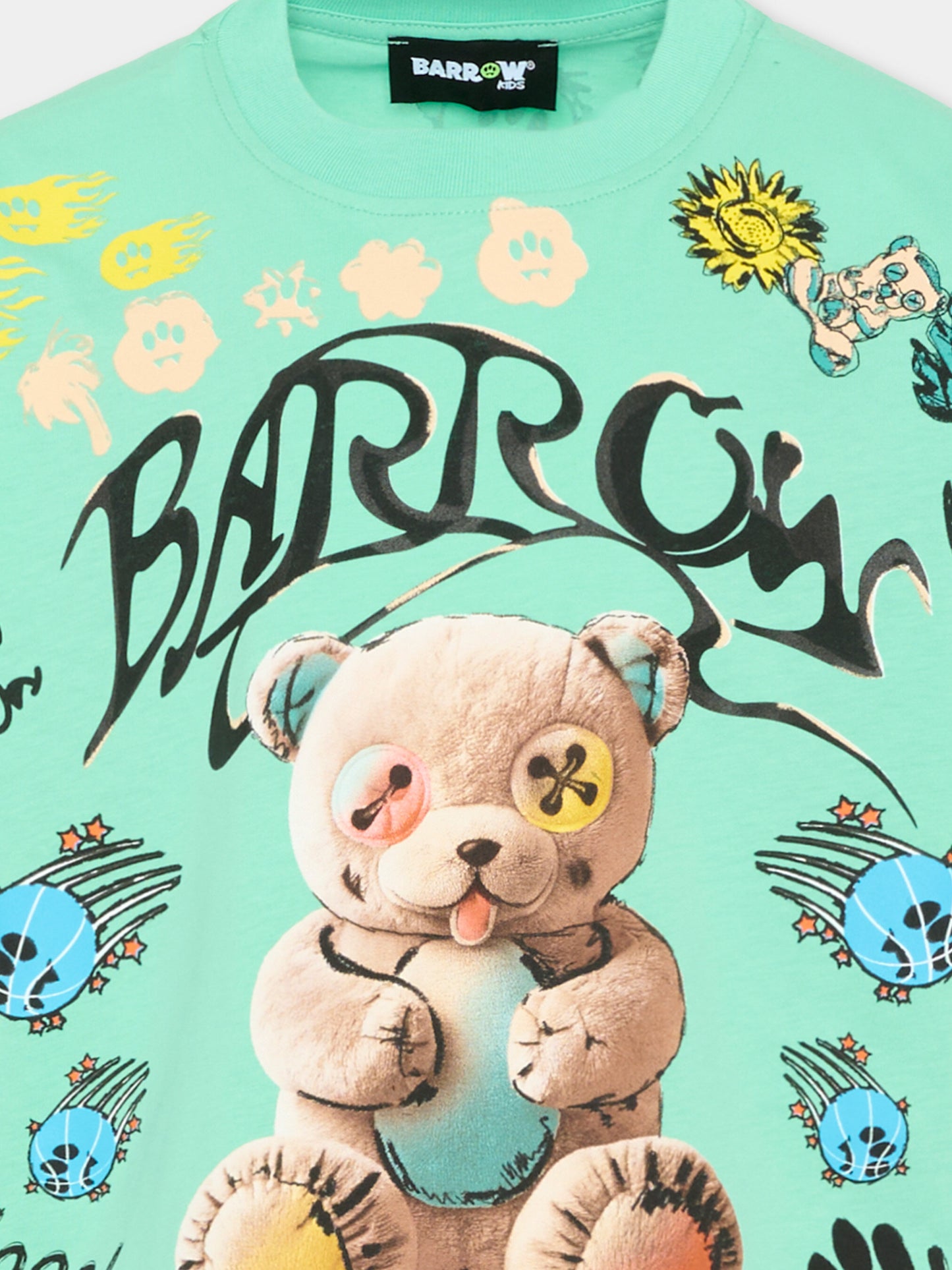 T-Shirt verde per bambini con Teddy Bear,Barrow,S6BKJUTH076 087