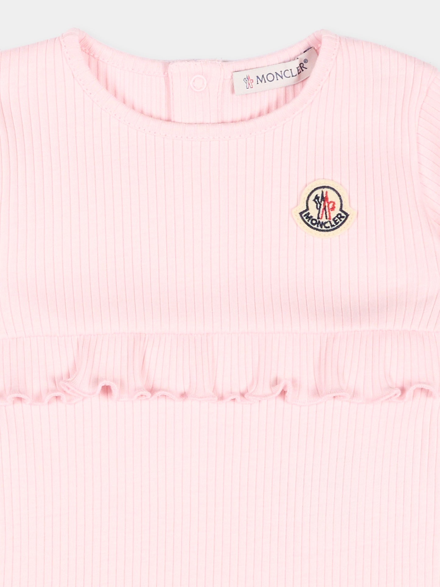 Pagliaccetto rosa per neonata con logo,Moncler Kids,L1951 8L00005 89B0C 505