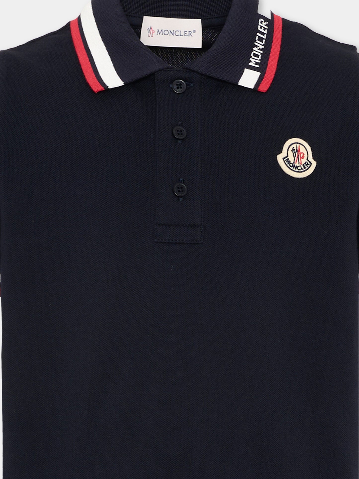 Polo blu per bambini con logo,Moncler Kids,L1954 8A00012 8496W 778