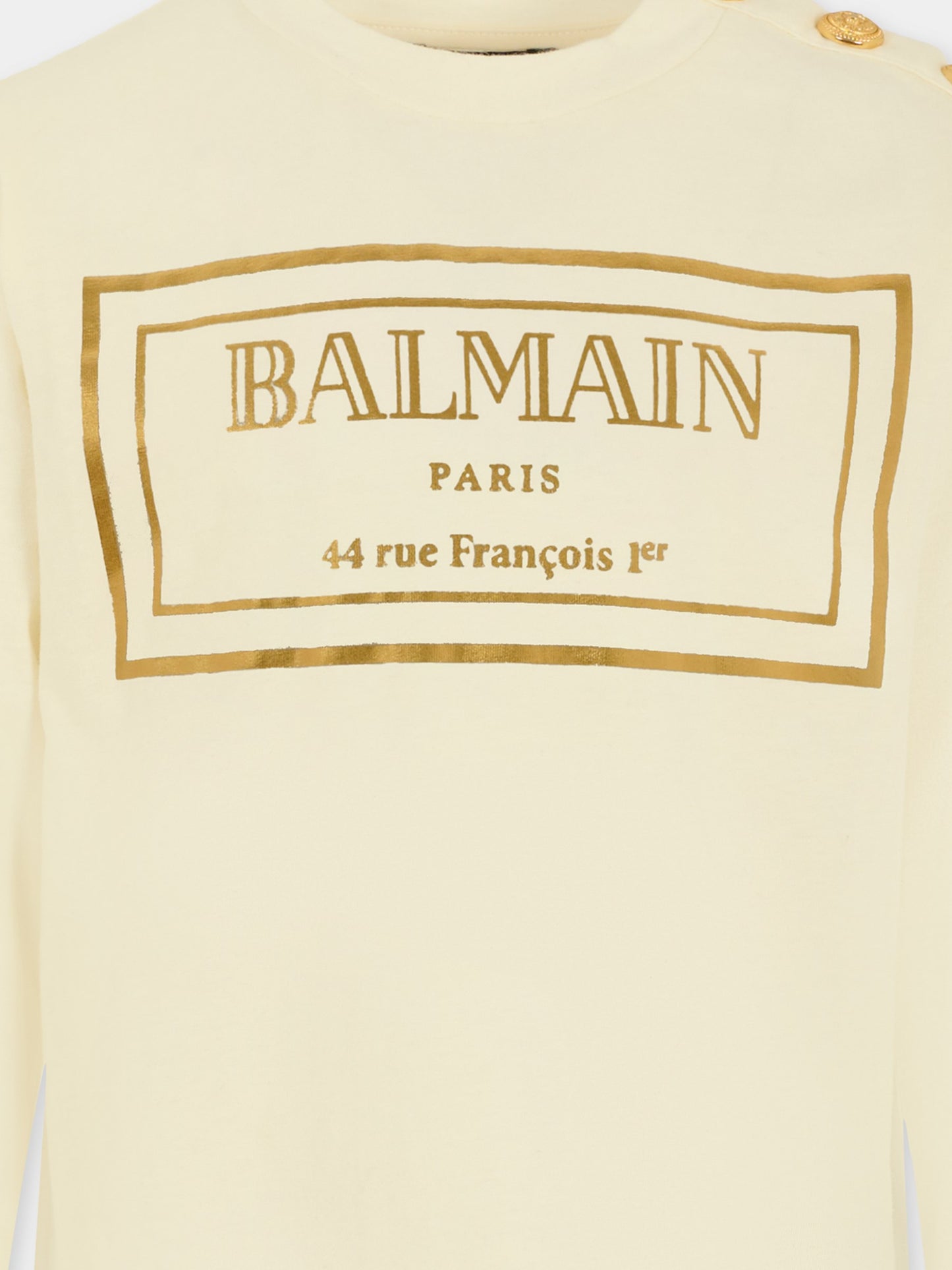 T-shirt avorio per bambini con logo,Balmain Kids,BT8R70 Z1764 102OR