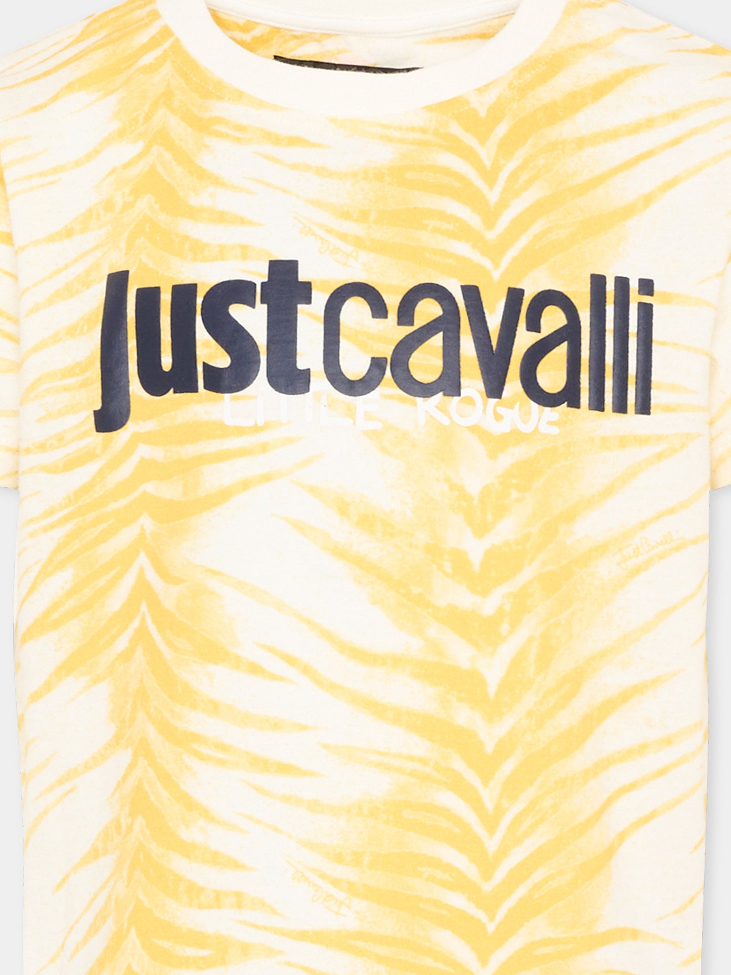T-shirt gialla zebrata per bambini,Just Cavalli Kids,JBP26134TS ZEBRA YELL