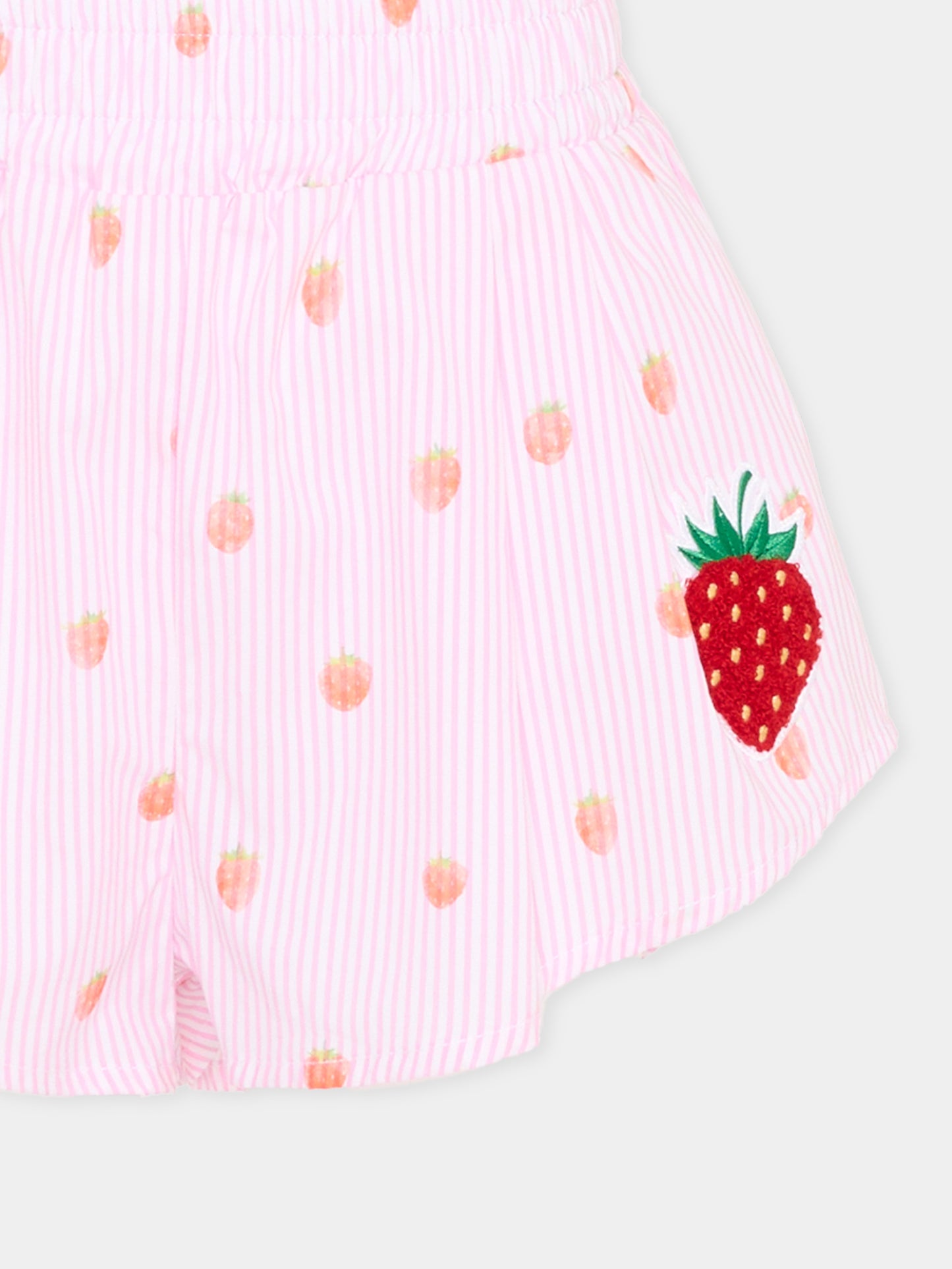 Shorts rosa per bambina con fragole,Joshua Sanders Kidz,K36A3SO01PK
