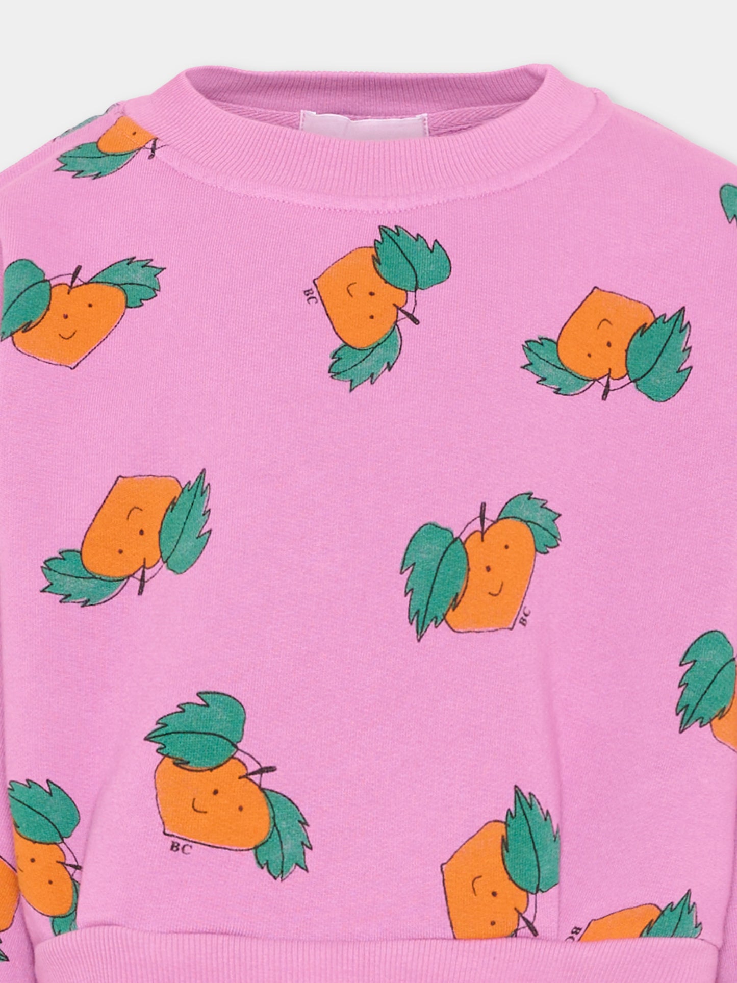 Felpa viola per bambina con stampa mandarini,Bobo Choses,B126AC044