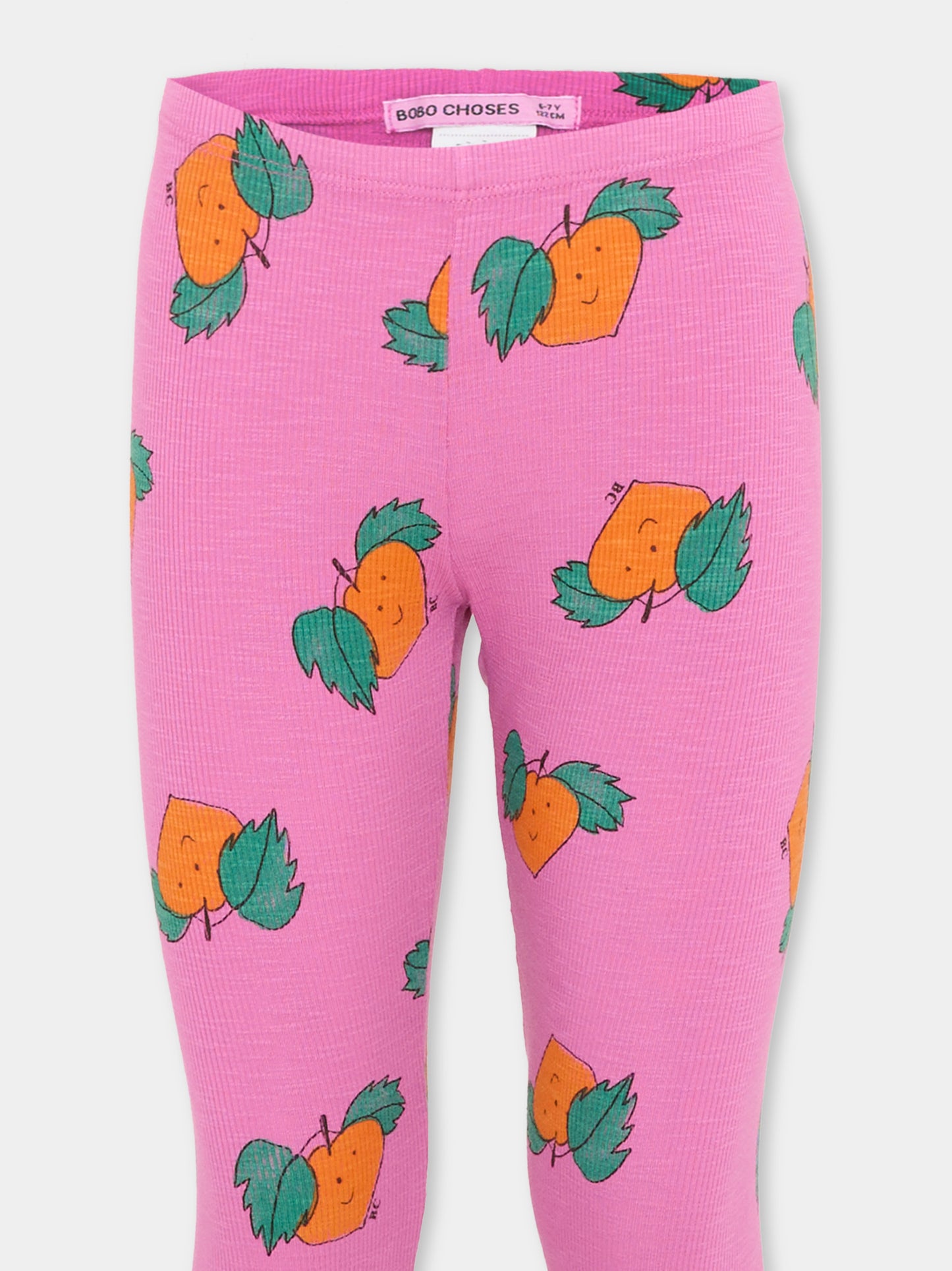 Leggings viola per bambina con stampa mandarino,Bobo Choses,B126AC083