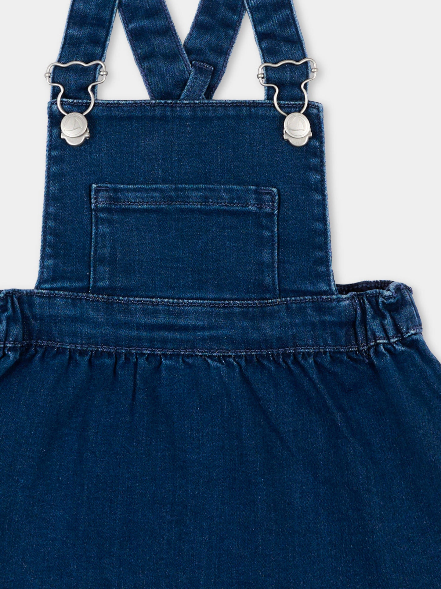 Salopette denim per neonata,Petit Bateau,A0F4Q DENIM MOYEN 01
