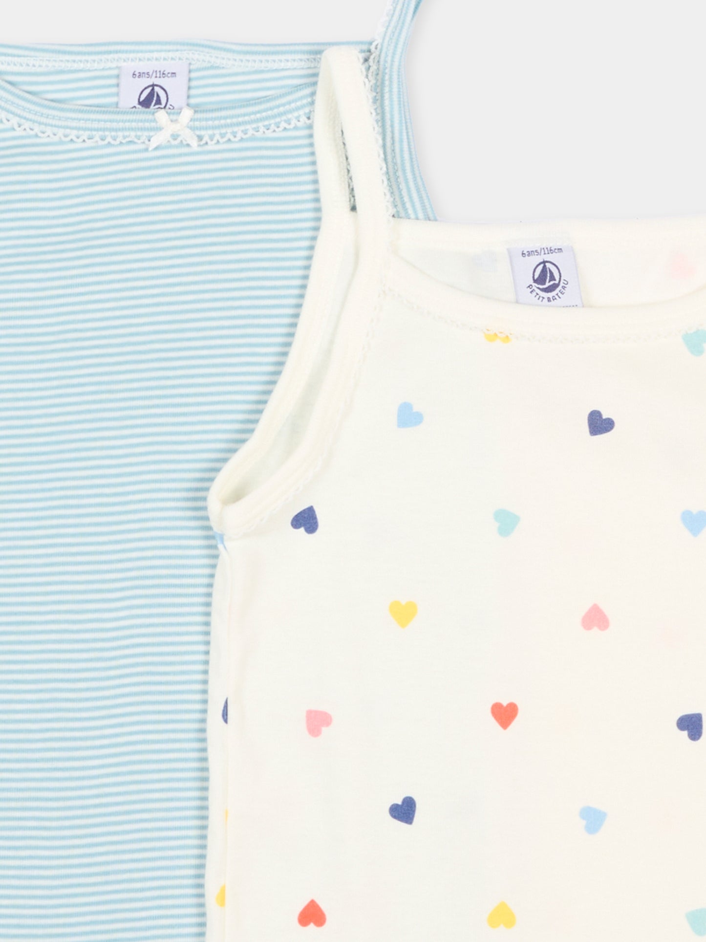 Set canottiere multicolor per bambina a cuori,Petit Bateau,A0FGP VARIANTE 1 00