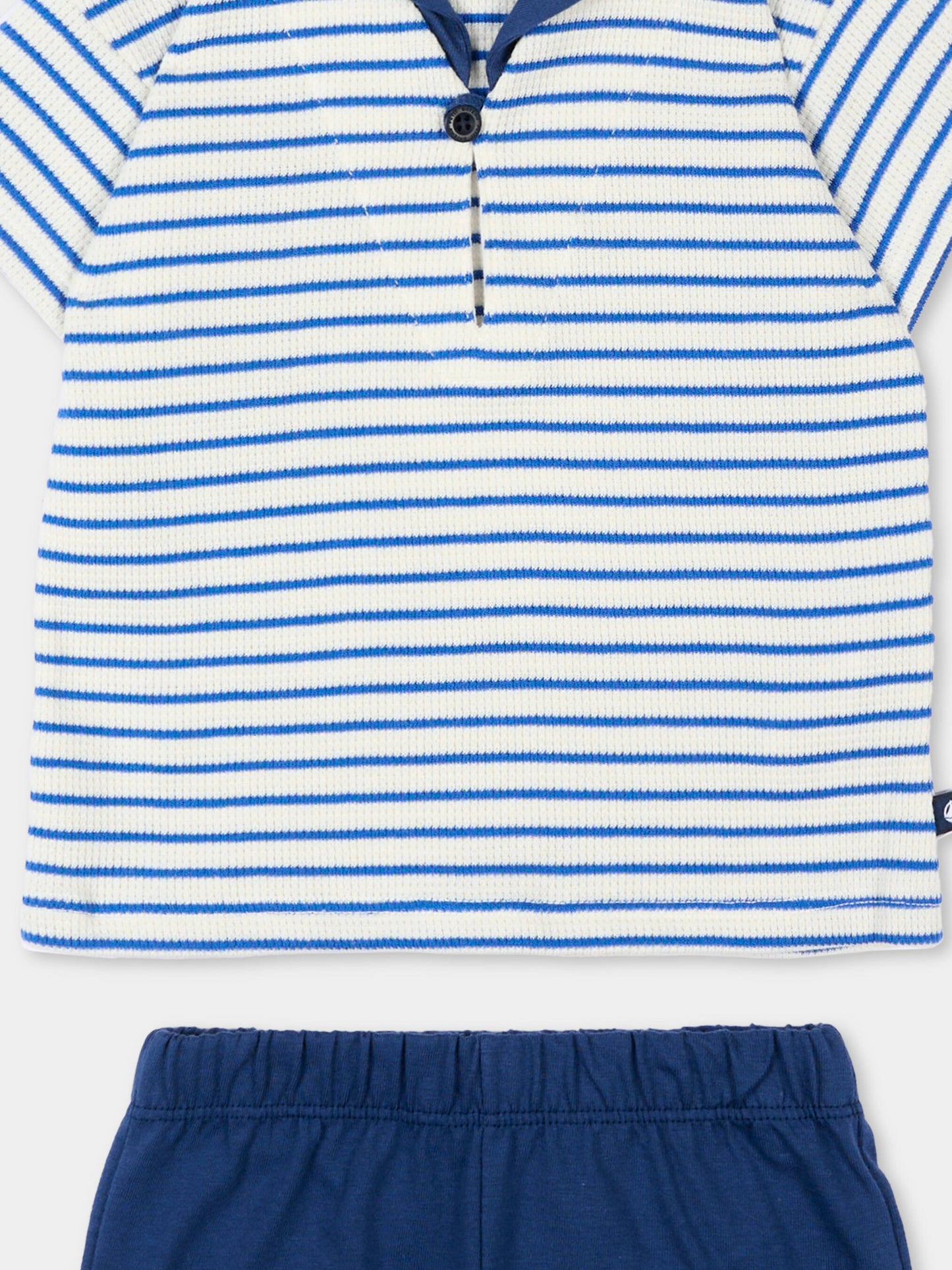 Completo sportivo blu per neonato righe,Petit Bateau,A0FMN MILK/PERSE 01