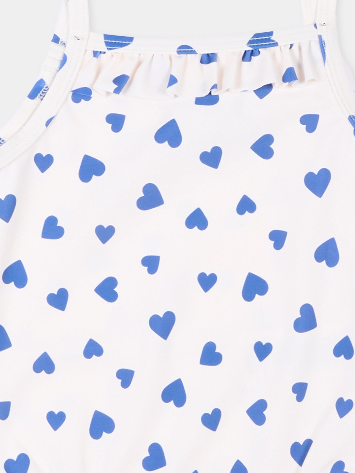 Costume intero avorio per neonata a cuori,Petit Bateau,A0FNS MARSHMALLOW/CREPUSCULE 01