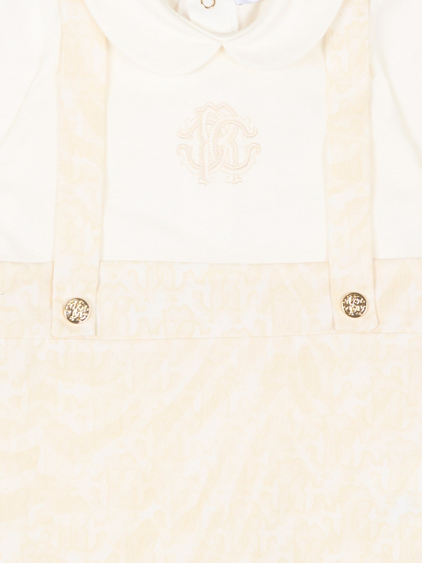 Pagliaccetto avorio per neonati con stampa monogram,Roberto Cavalli Kids,CLP26014TU ZEBRA AVORIO