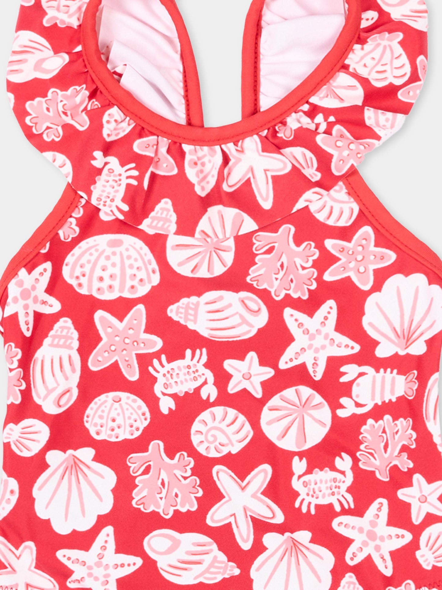 Costume intero rosso per neonata stampa mare,Mayoral,1754 020