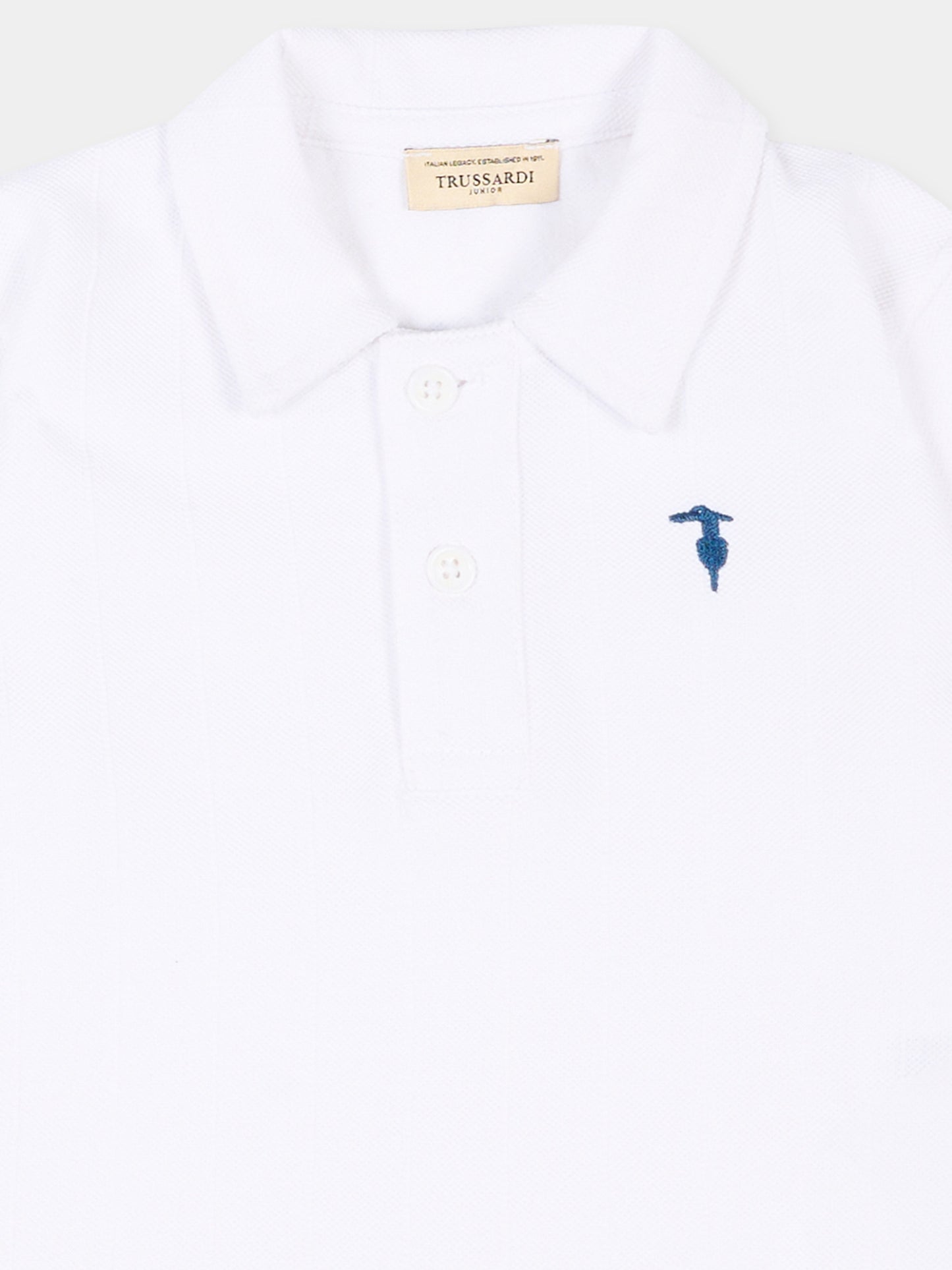 Polo bianca per neonato con levriero,Trussardi Junior,TIP26096PO WHITE