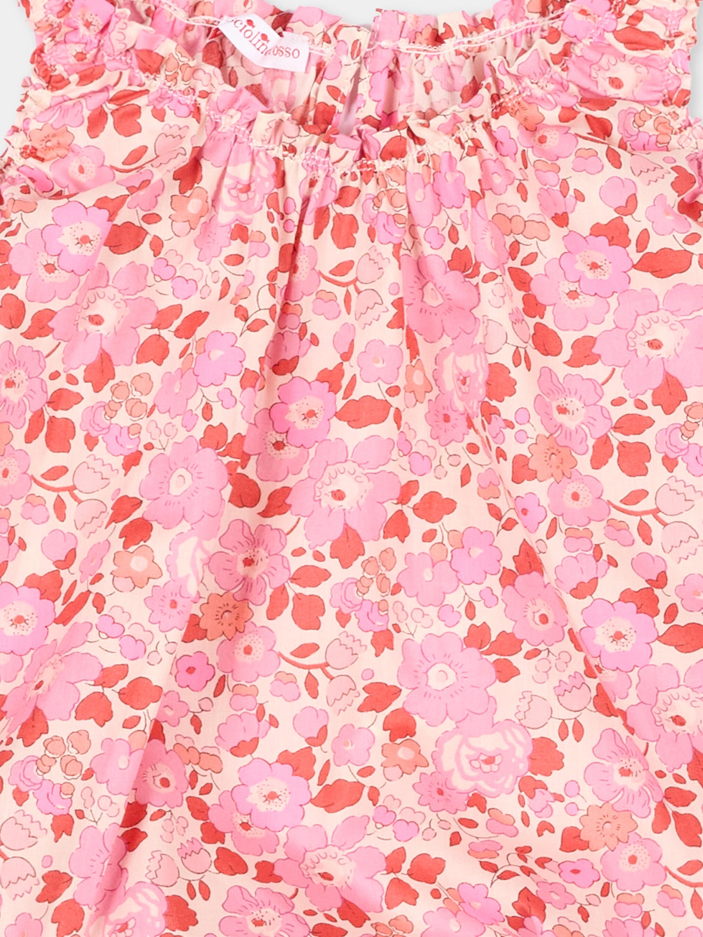 Pagliaccetto rosa per neonata floreale,Pesciolino Rosso,PG S 166