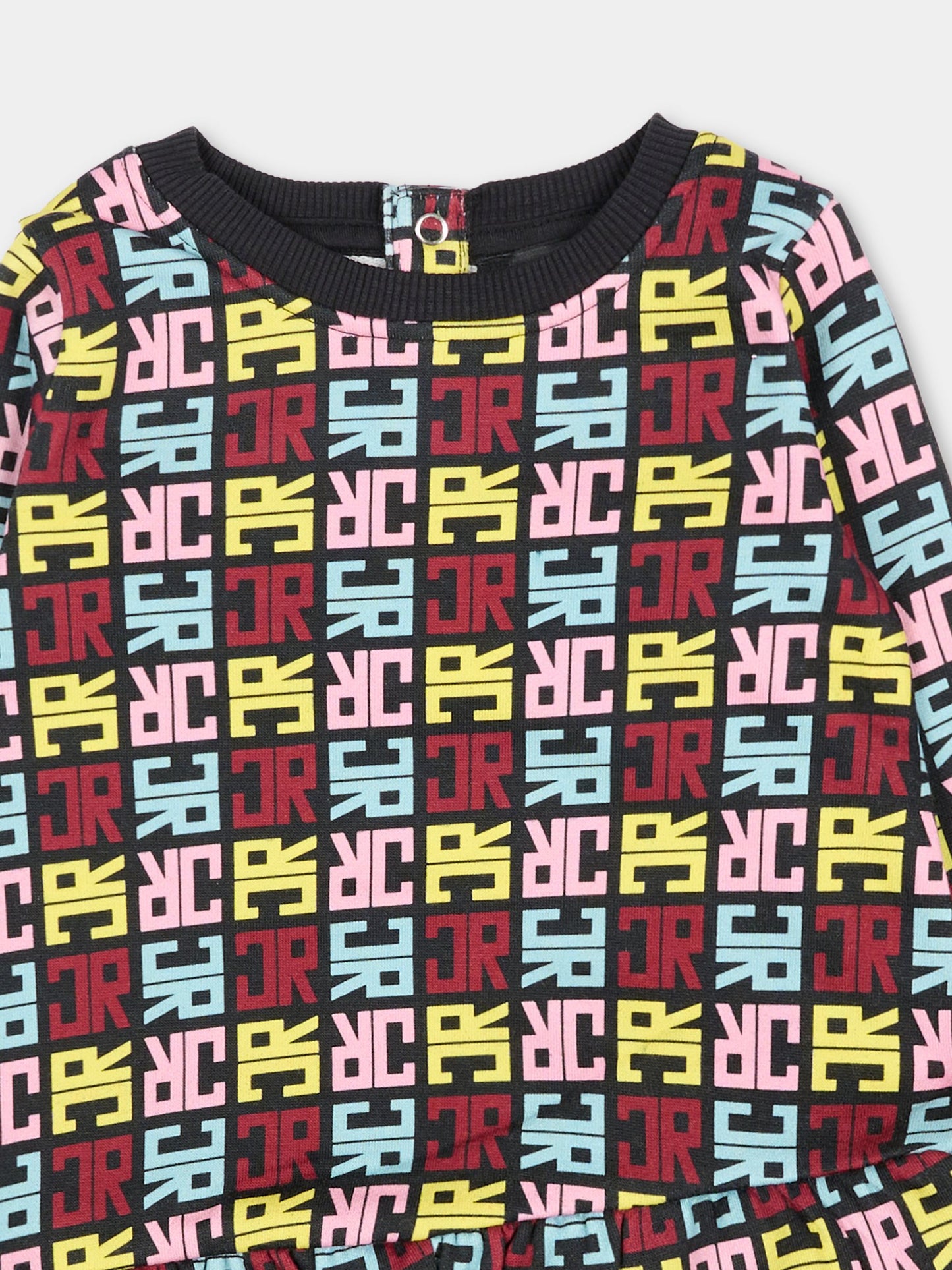 Vestito nero per neonata con logo,Richmond,RIA25085VE JR M.MULTICOLOR/BLK