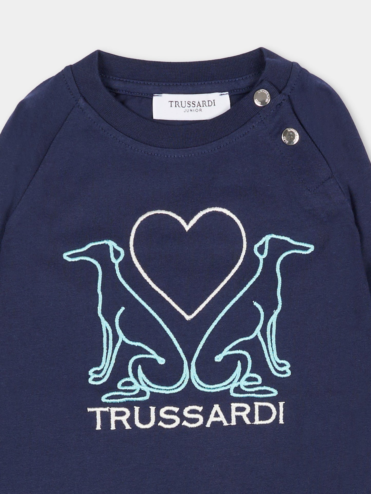 T-shirt blu per neonata con logo e cuore,Trussardi Junior,TIA25159TS PEACOAT