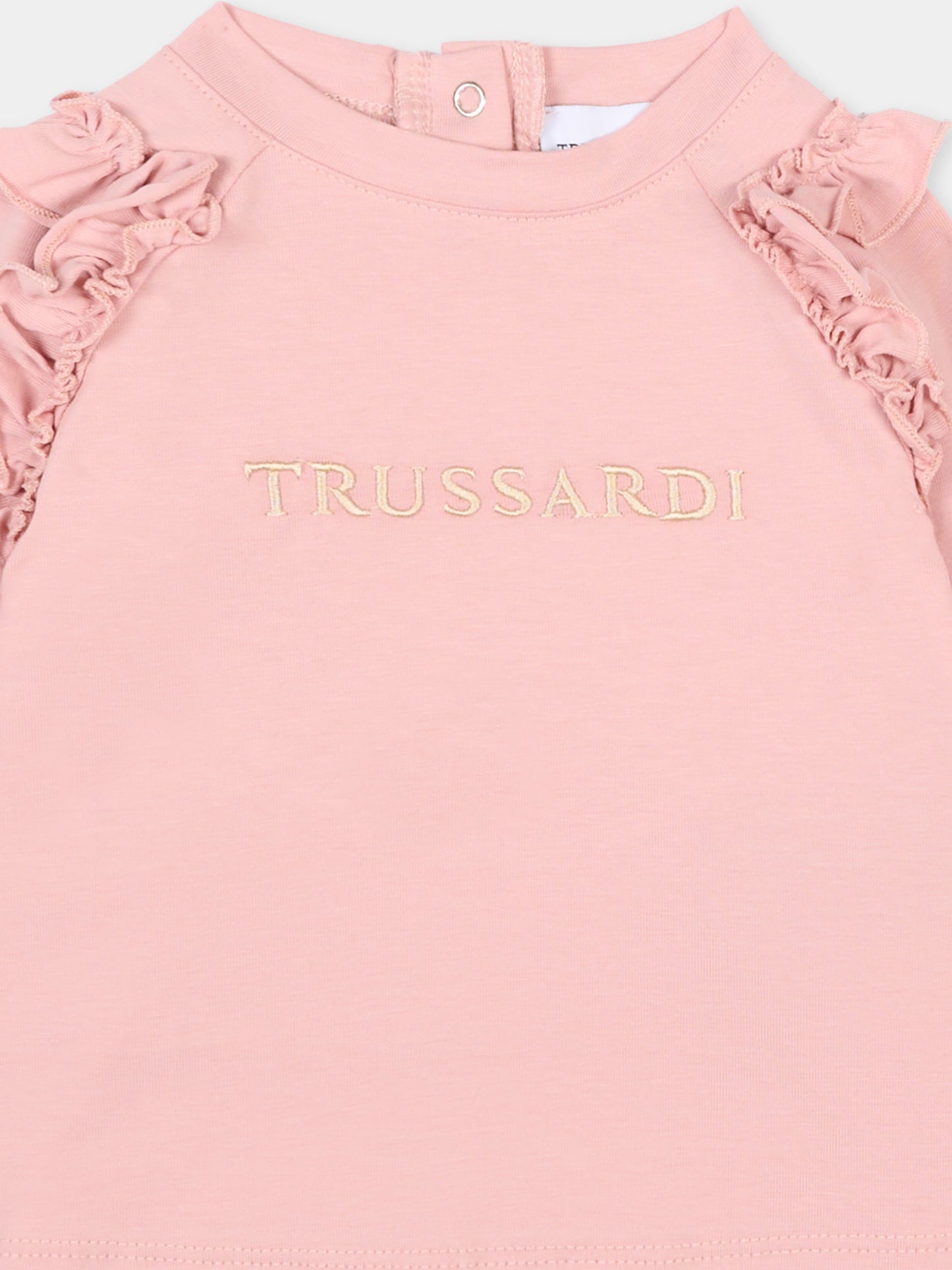 T-shirt rosa per neonata con logo,Trussardi Junior,TIA25199TS ROSE SMOKE