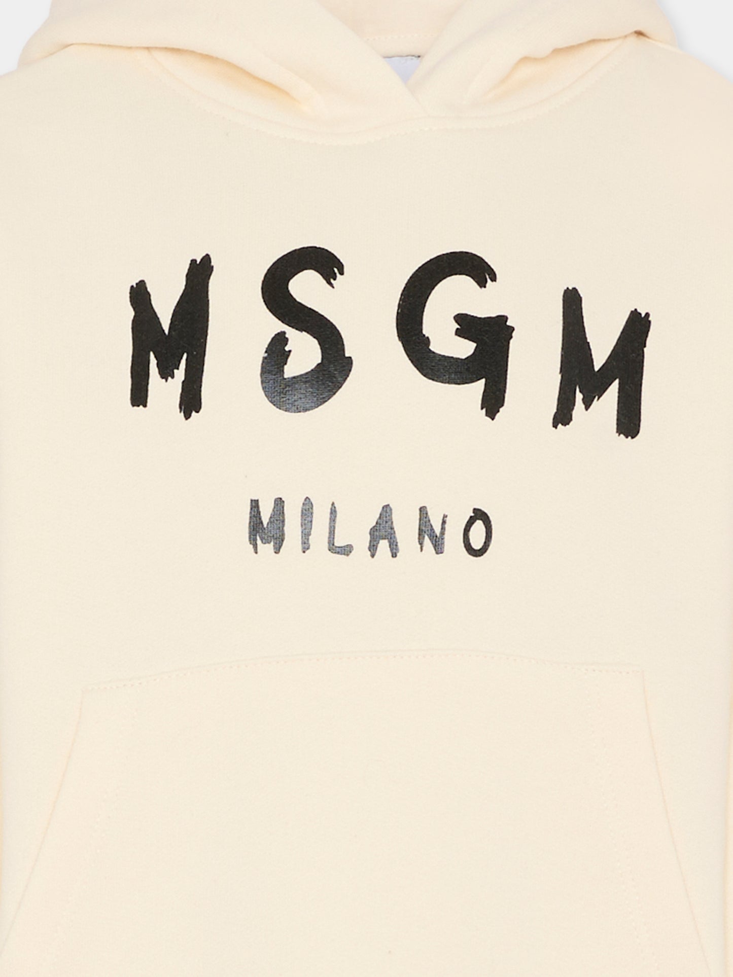 Felpa avorio per bambini con logo,Msgm Kids,F5MSJUHS019 013