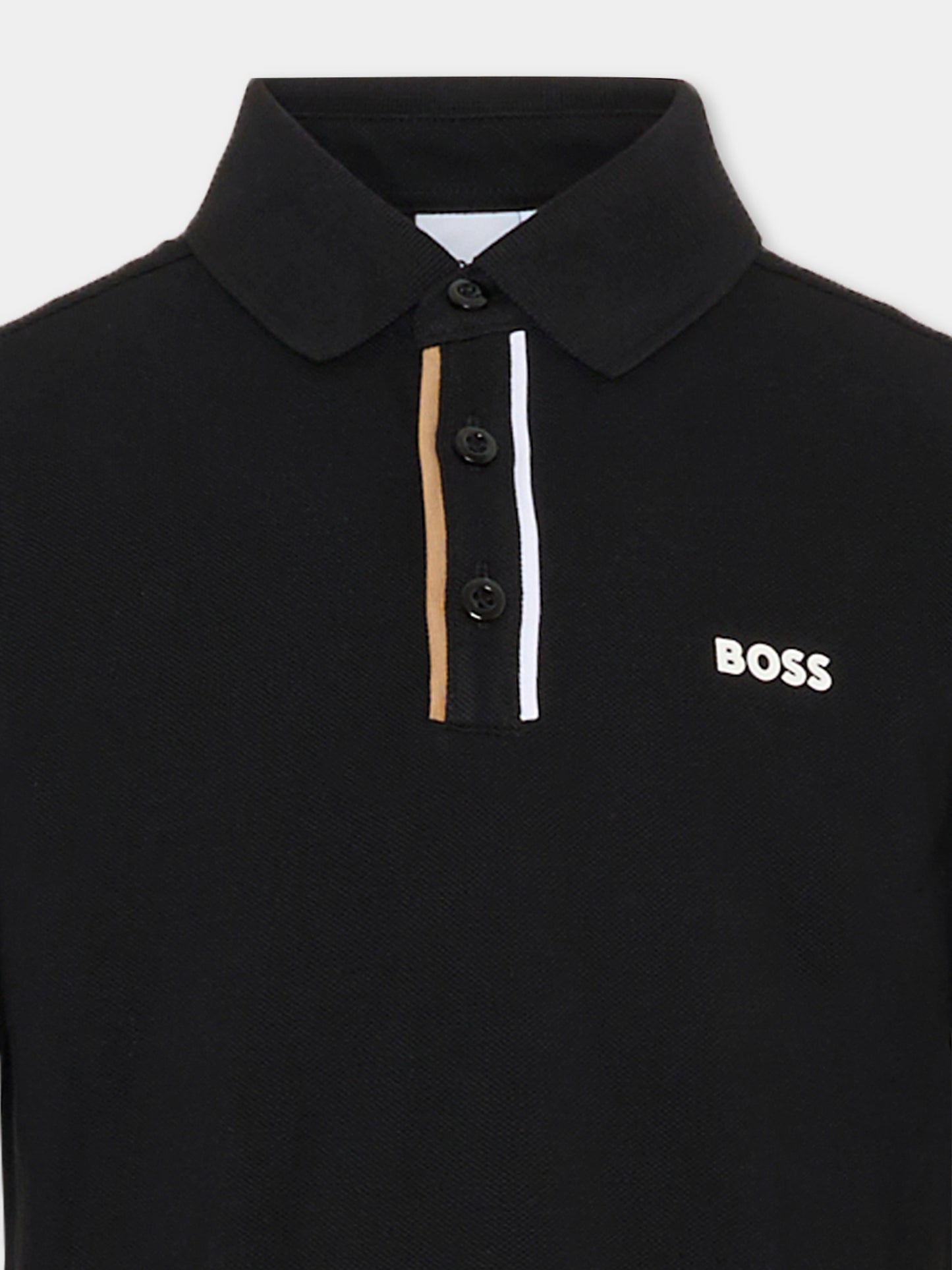 Polo nera per bambino con logo,Boss,J51175 09B