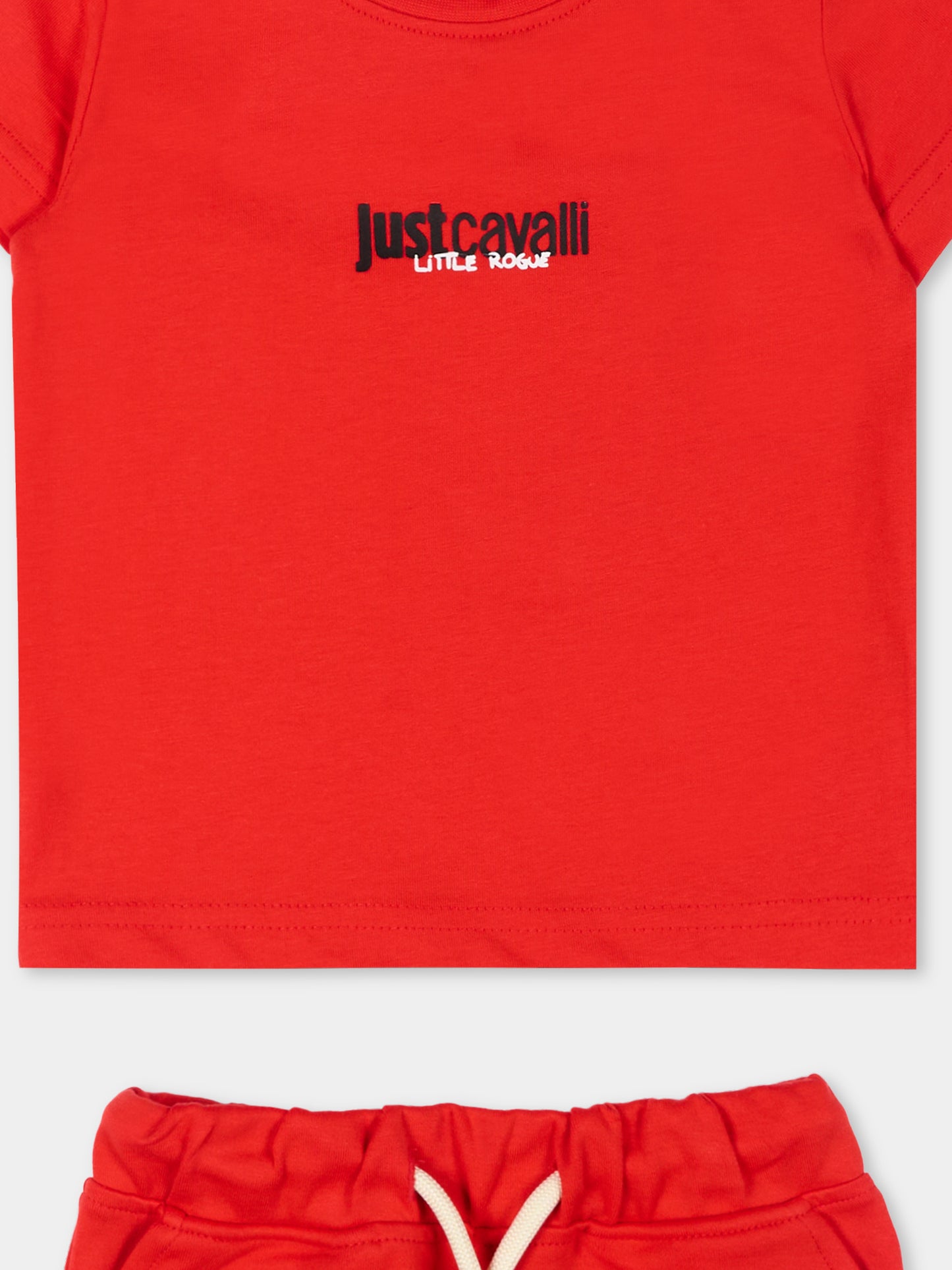Completo sportivo rosso per neonato con logo,Just Cavalli Kids,JIP26044CJ RED FLAME SCARLAT