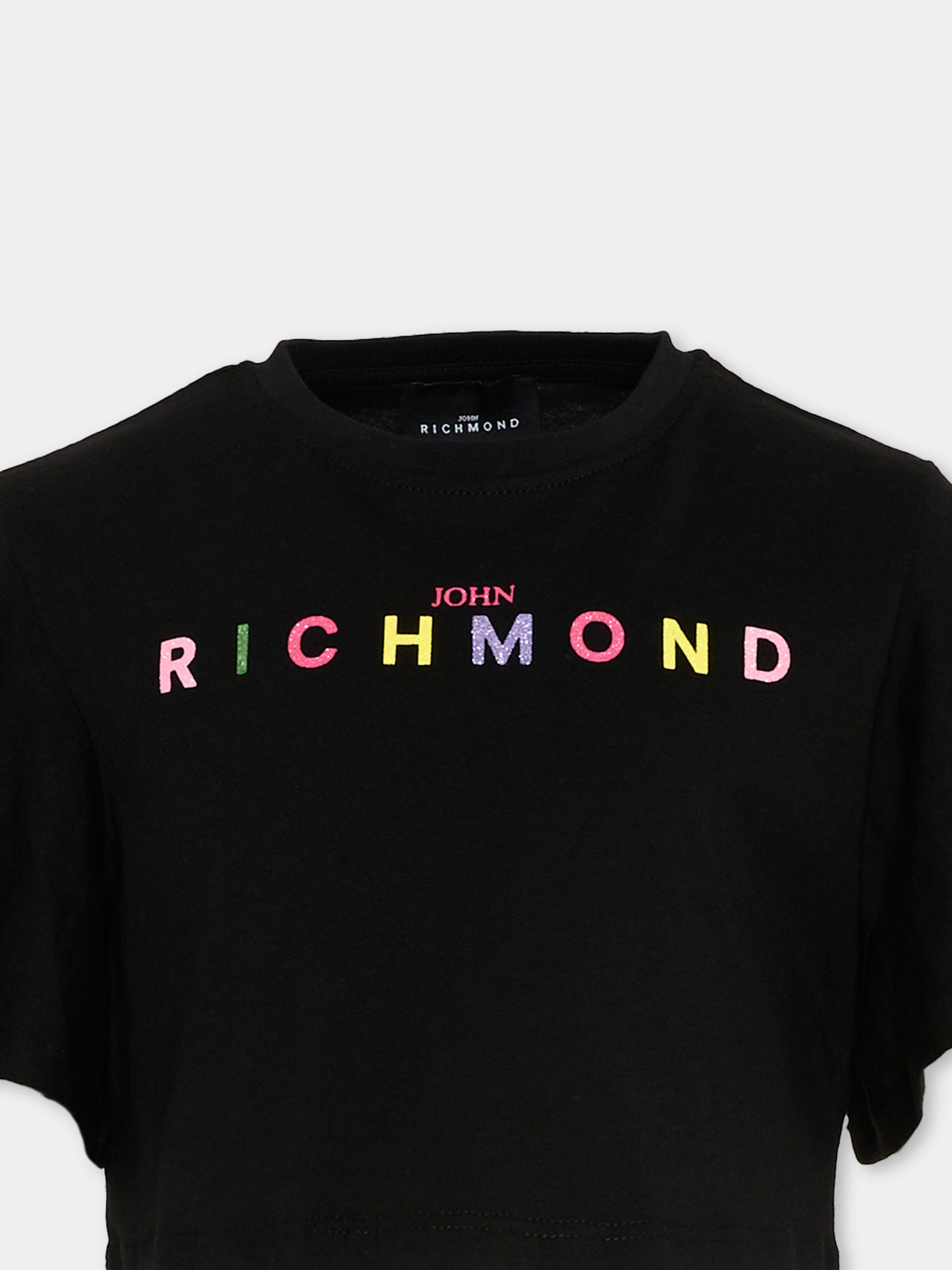 T-Shirt nera per bambina con maxi logo,Richmond,RGP26008TO BLACK