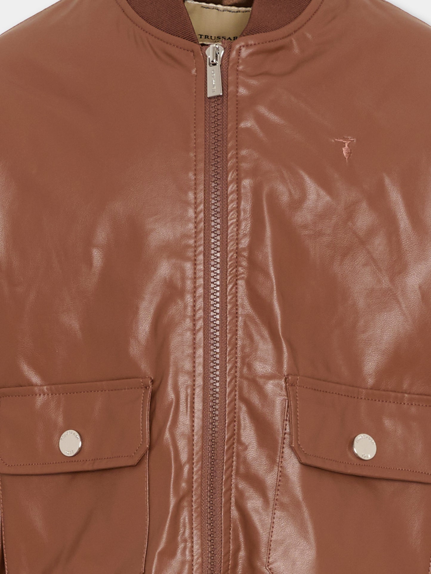 Giubbotto marrone per bambino,Trussardi Junior,TBP26123GB BROWN MACCHIATO