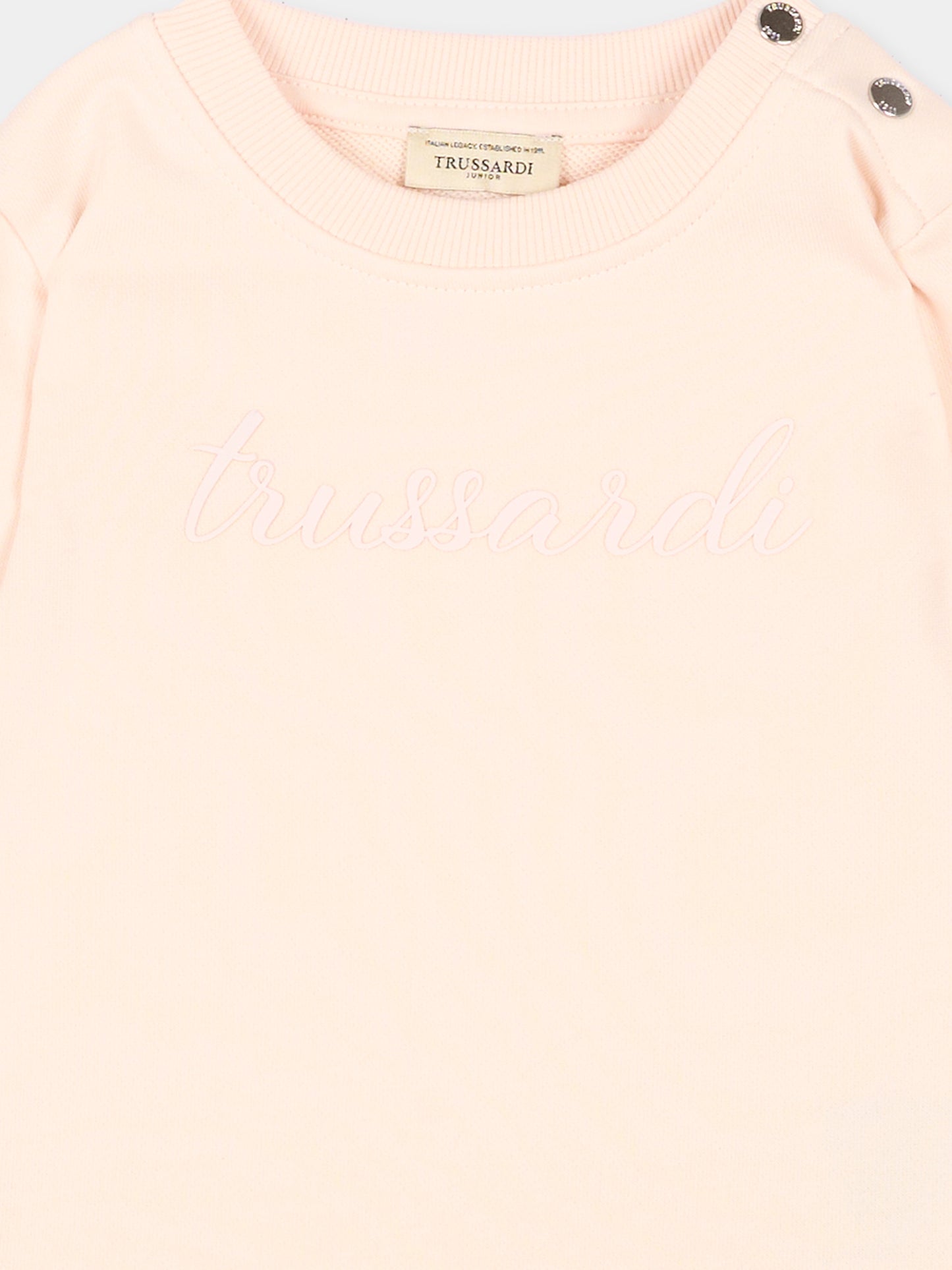 Felpa rosa per neonata con logo,Trussardi Junior,TIP26014FE PINK SCALLOP SHELL