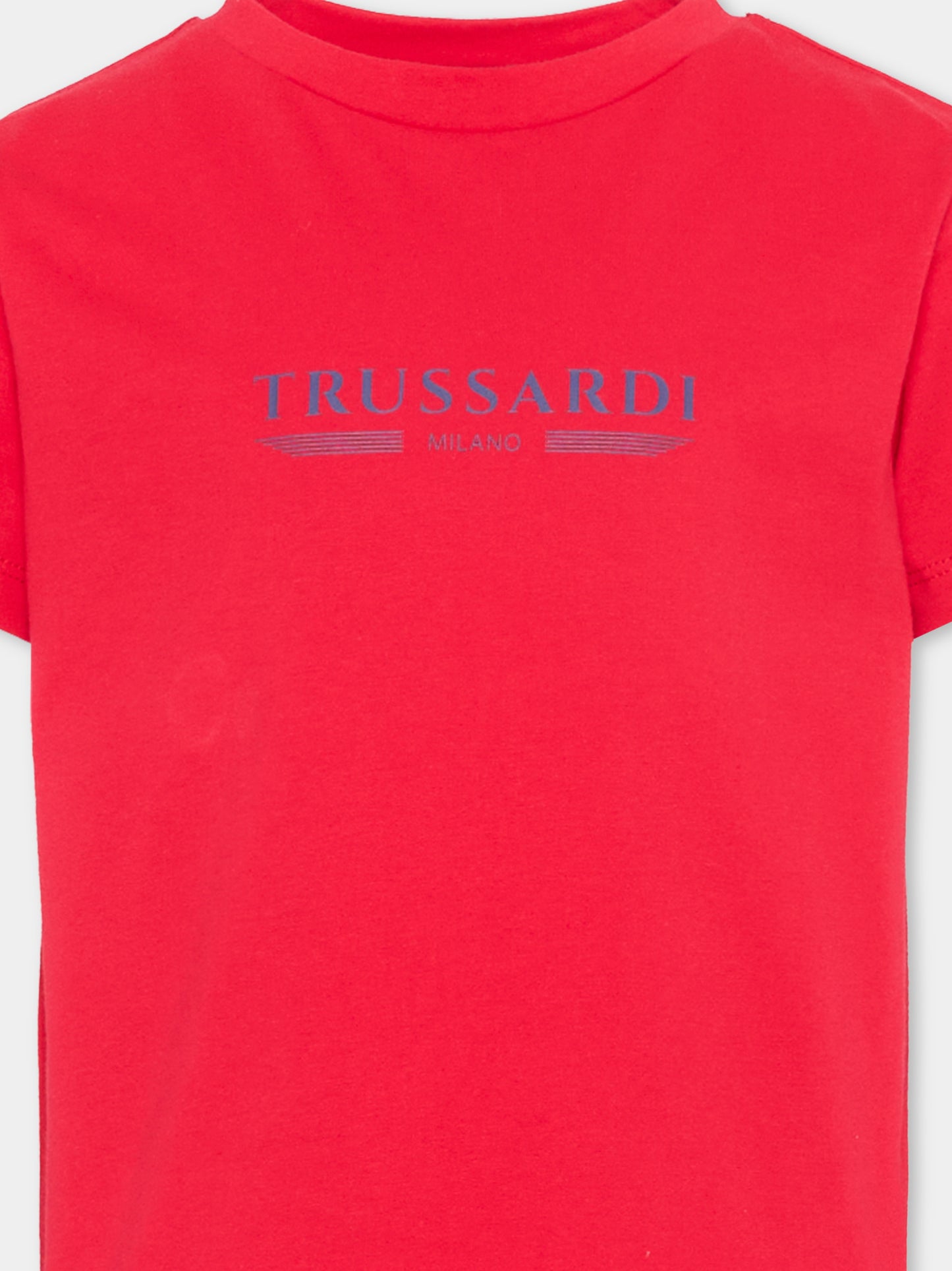 T-Shirt rossa per bambino con logo,Trussardi Junior,TIP26035TS RED LYCHEE
