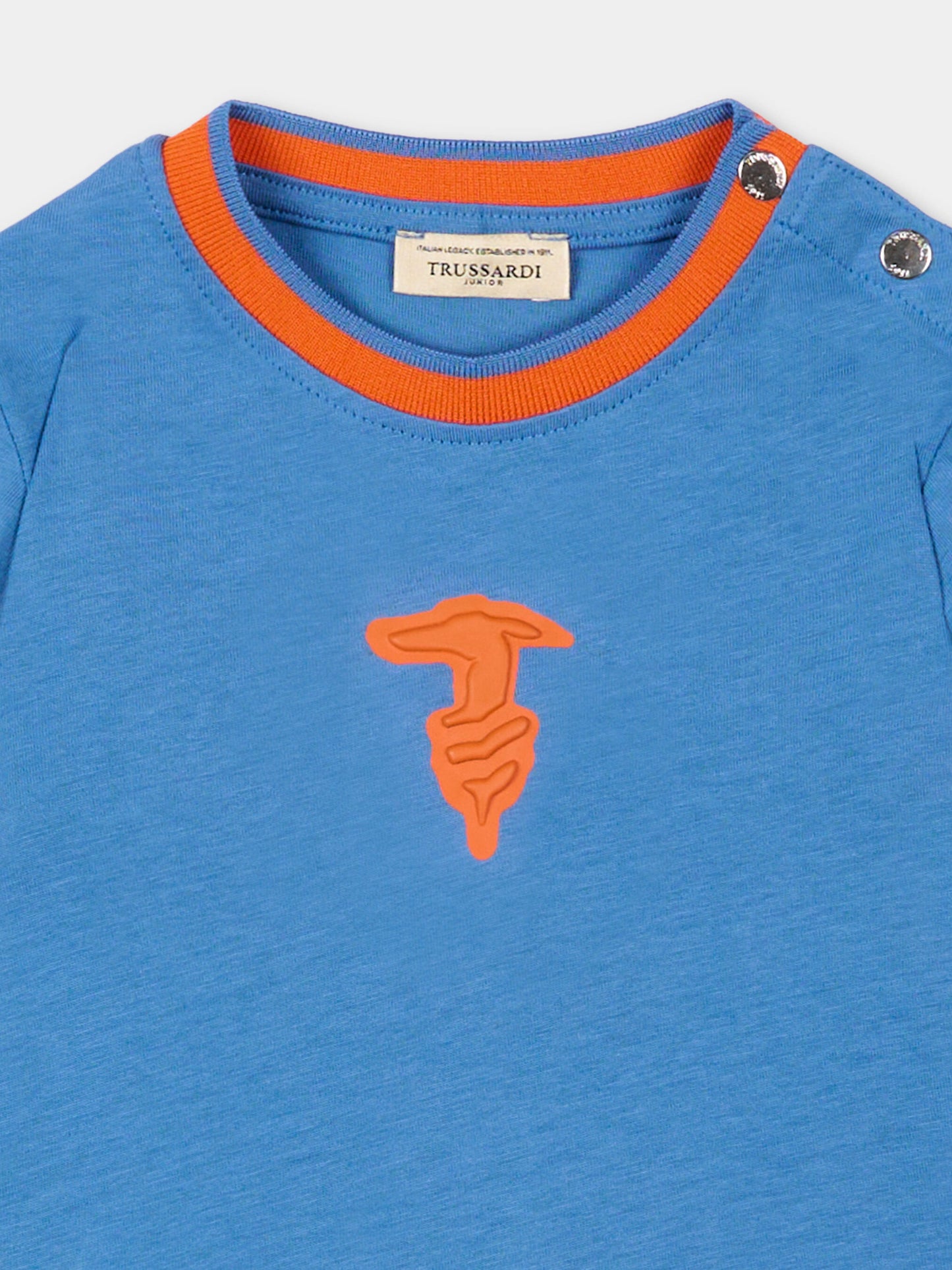 T-Shirt blu per neonato con levriero,Trussardi Junior,TIP26088TS BLUE RIVERSIDE