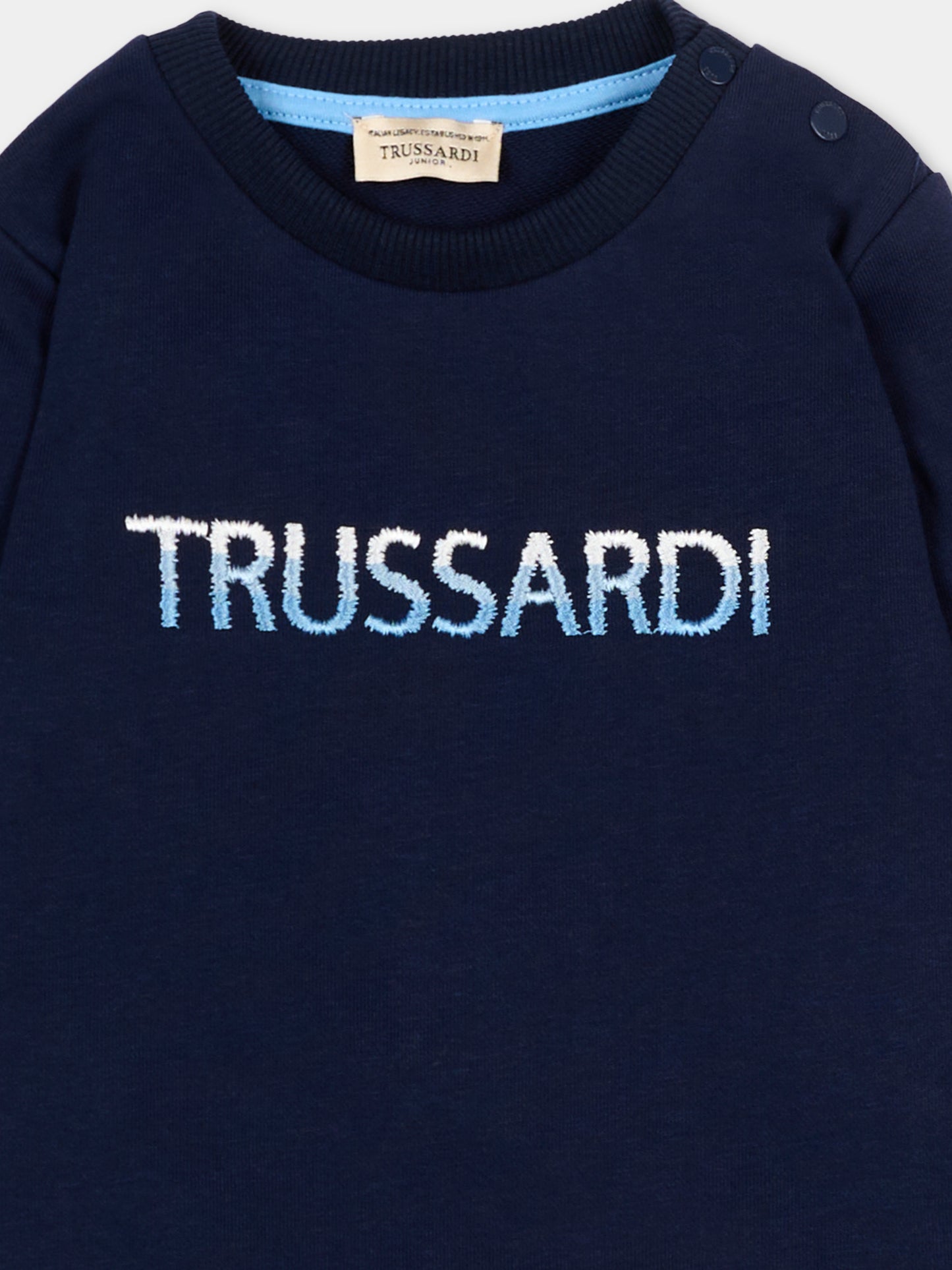 Felpa blu per neonato con logo,Trussardi Junior,TIP26091FE BLUE ESTATE